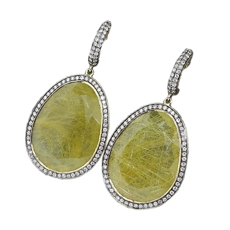 18KT Y/G Rutilated Quartz Earrings