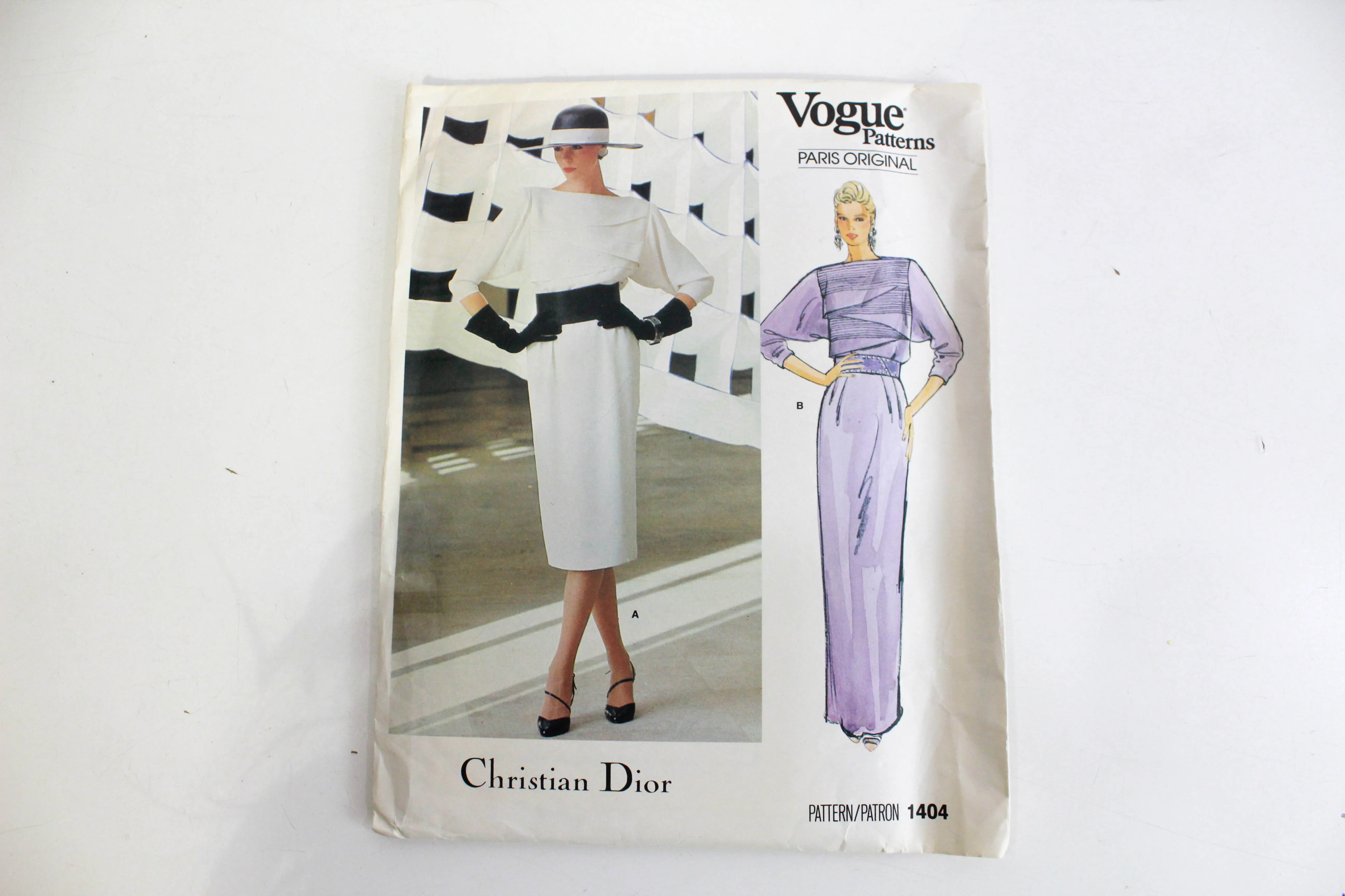 1980s Vogue Paris Original 1404 Christian Dior Sewing Pattern, Evening Dress, UNCUT, Bust 31.5"