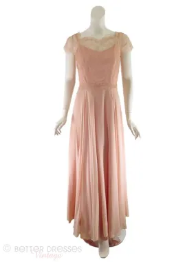 30s Evening Gown of Peach Chiffon and Lace - sm