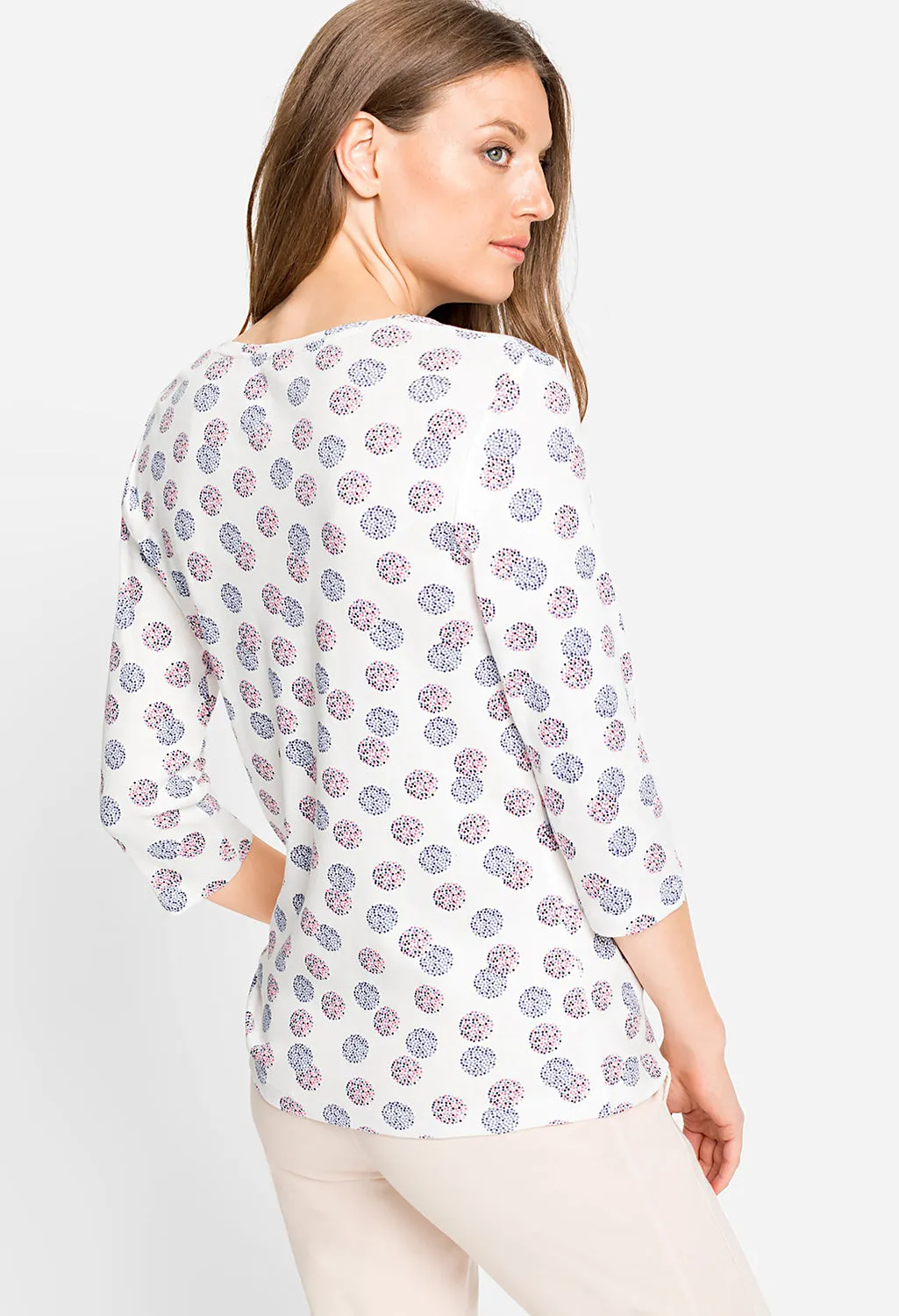 3/4 Sleeve Dot Print T-Shirt