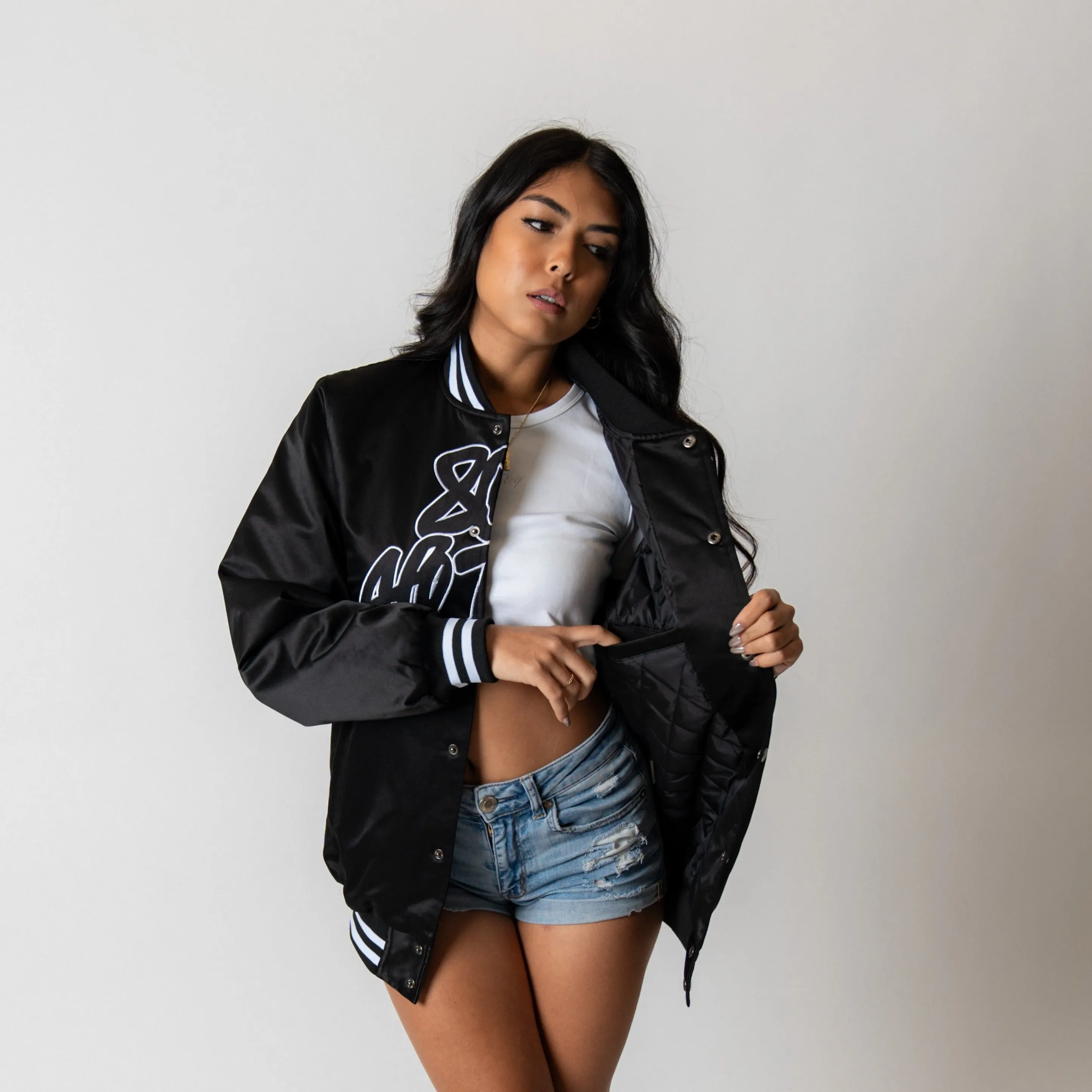 808ALLDAY  Black Satin Jacket