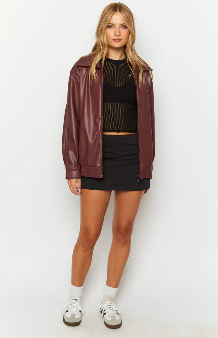 Abbi PU Red Bomber Jacket