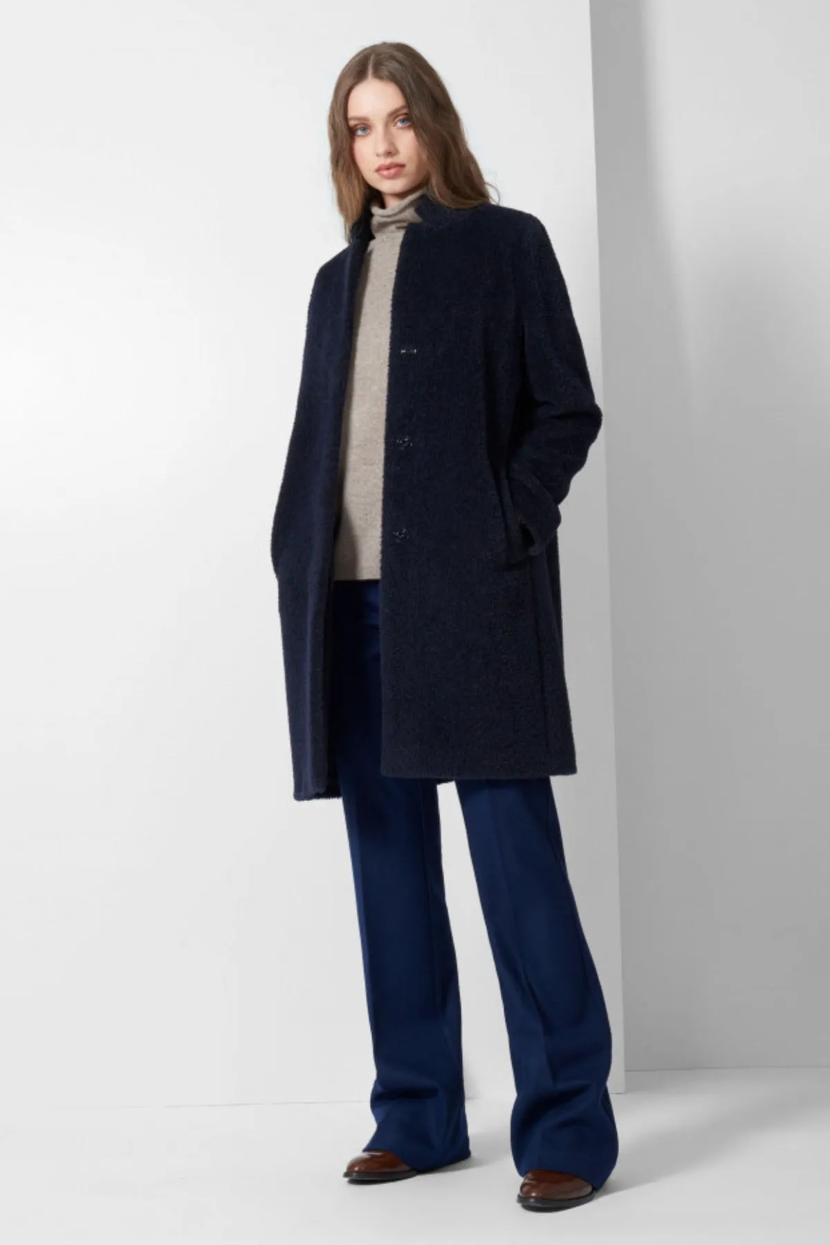 Alpaca & Wool Coat with Inverted Notch Collar 54001