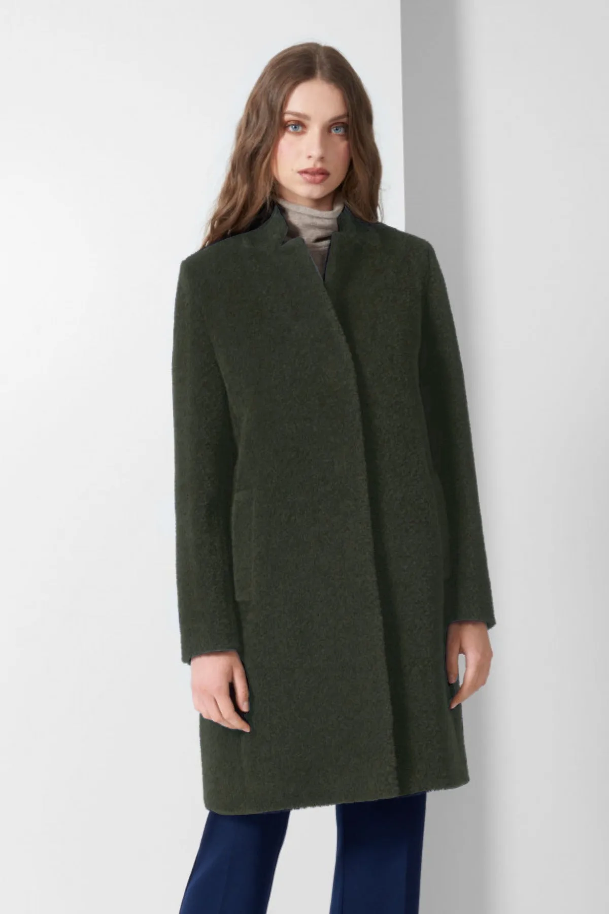 Alpaca & Wool Coat with Inverted Notch Collar 54001