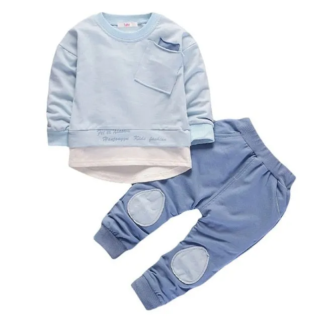 Baby Boy Cardigan Sweater Fall Outfit with Shirt and Pants Set