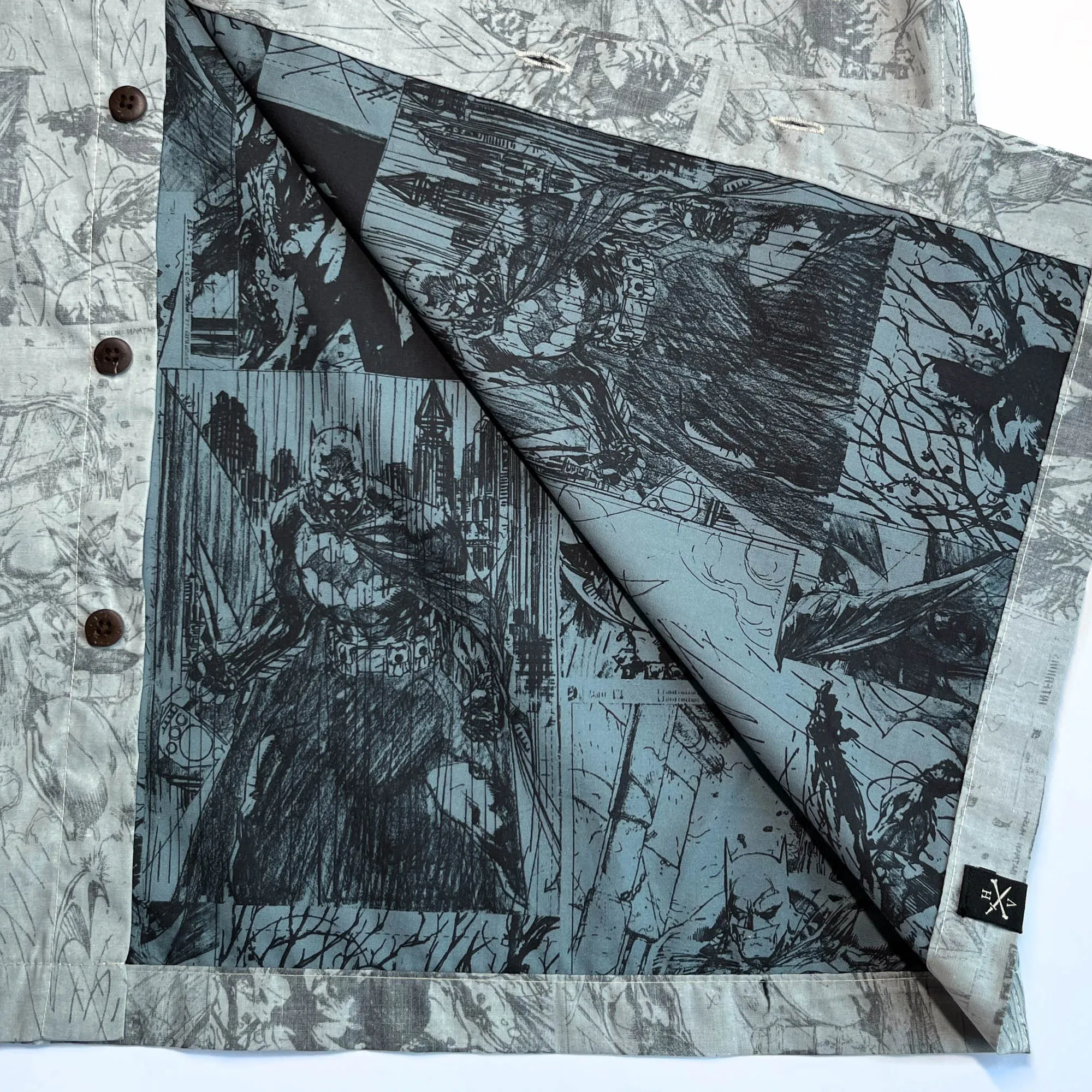 Batman Woven All Over Comic Print Button-Down Shirt