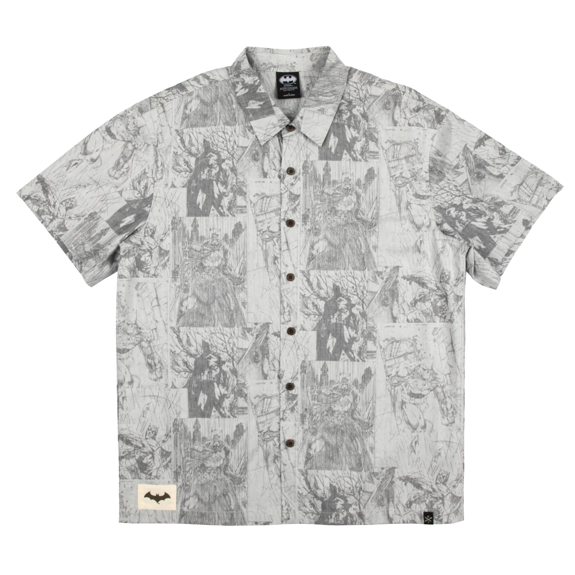 Batman Woven All Over Comic Print Button-Down Shirt