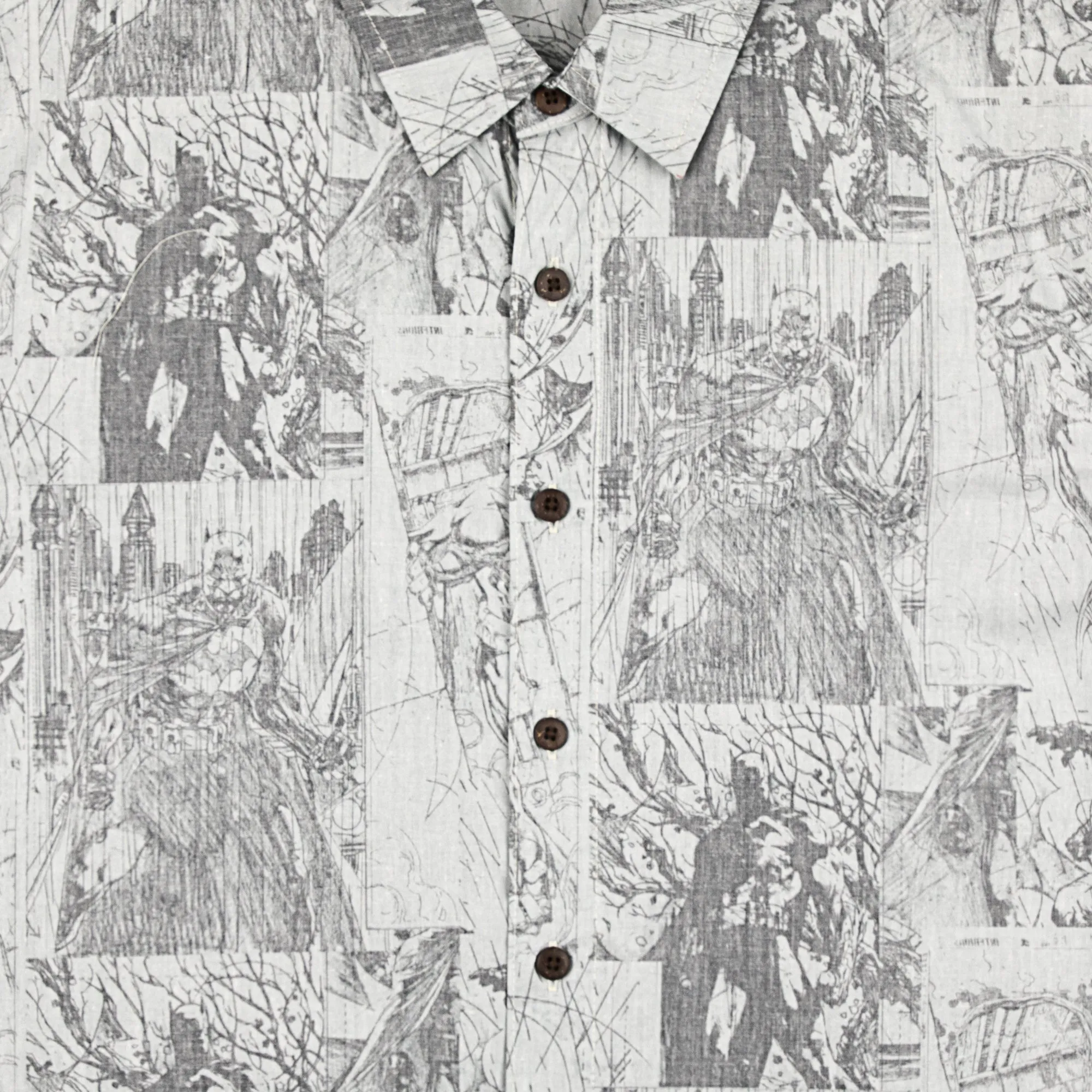 Batman Woven All Over Comic Print Button-Down Shirt