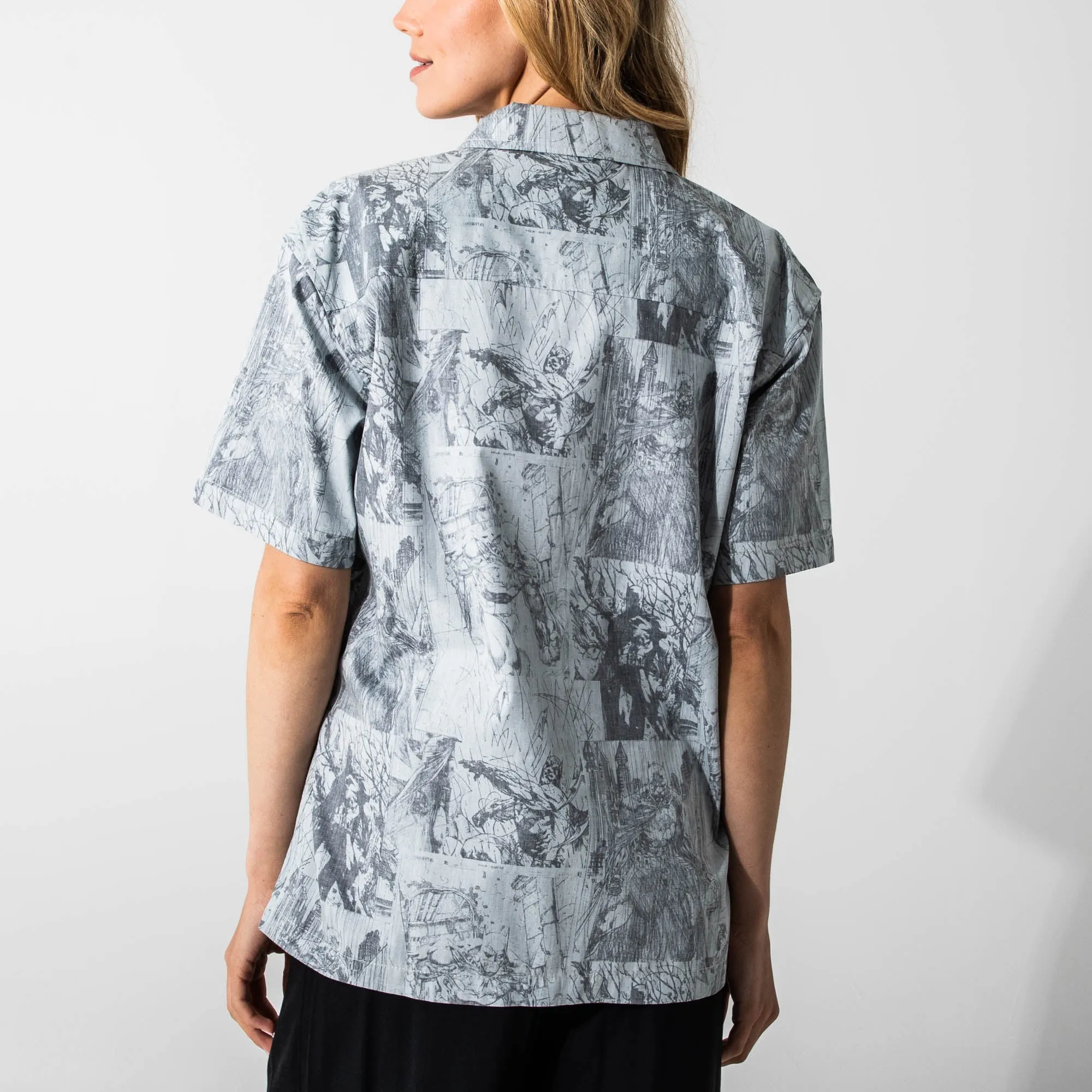 Batman Woven All Over Comic Print Button-Down Shirt