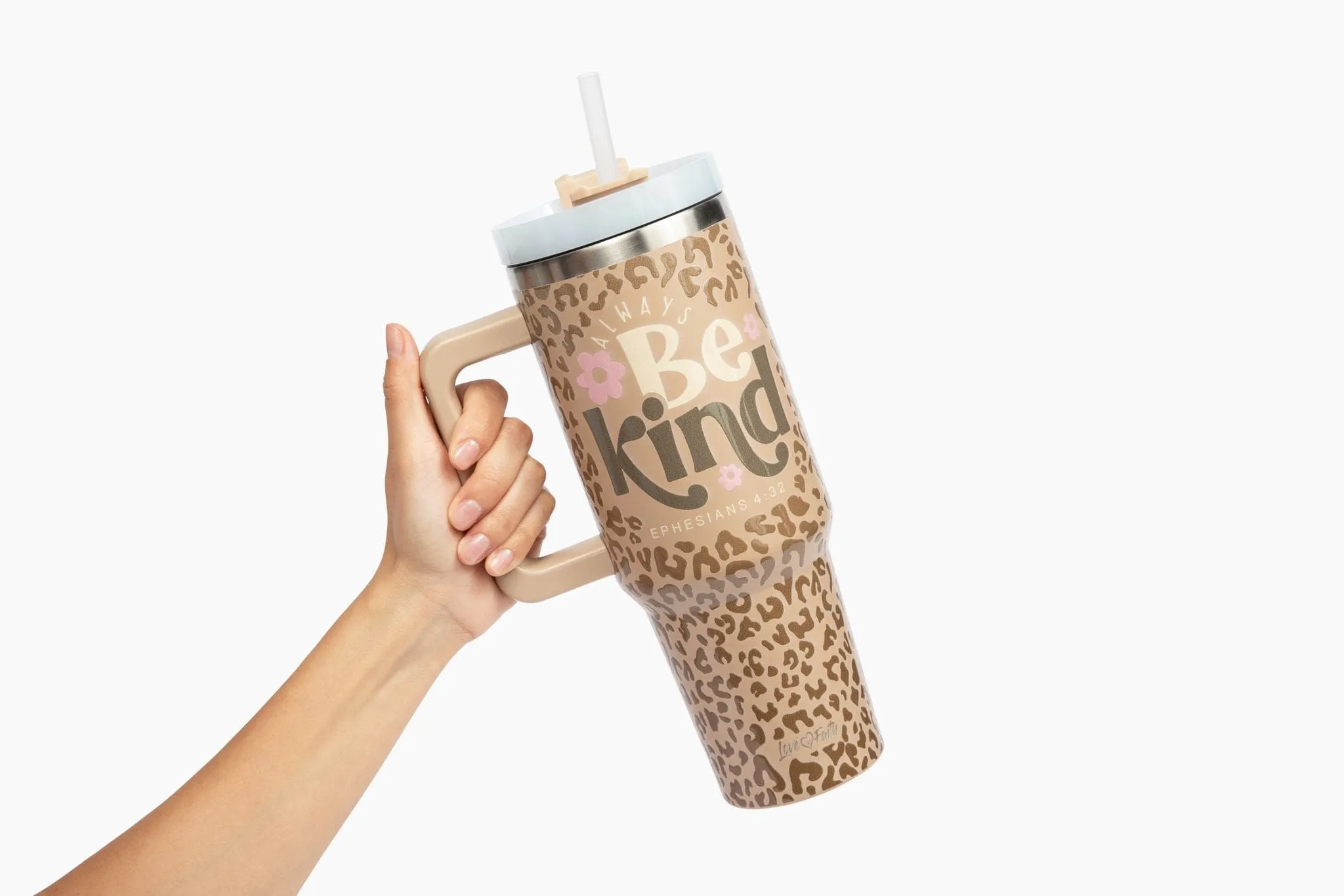 Be Kind Leopard 40oz Tumbler w/ Handle