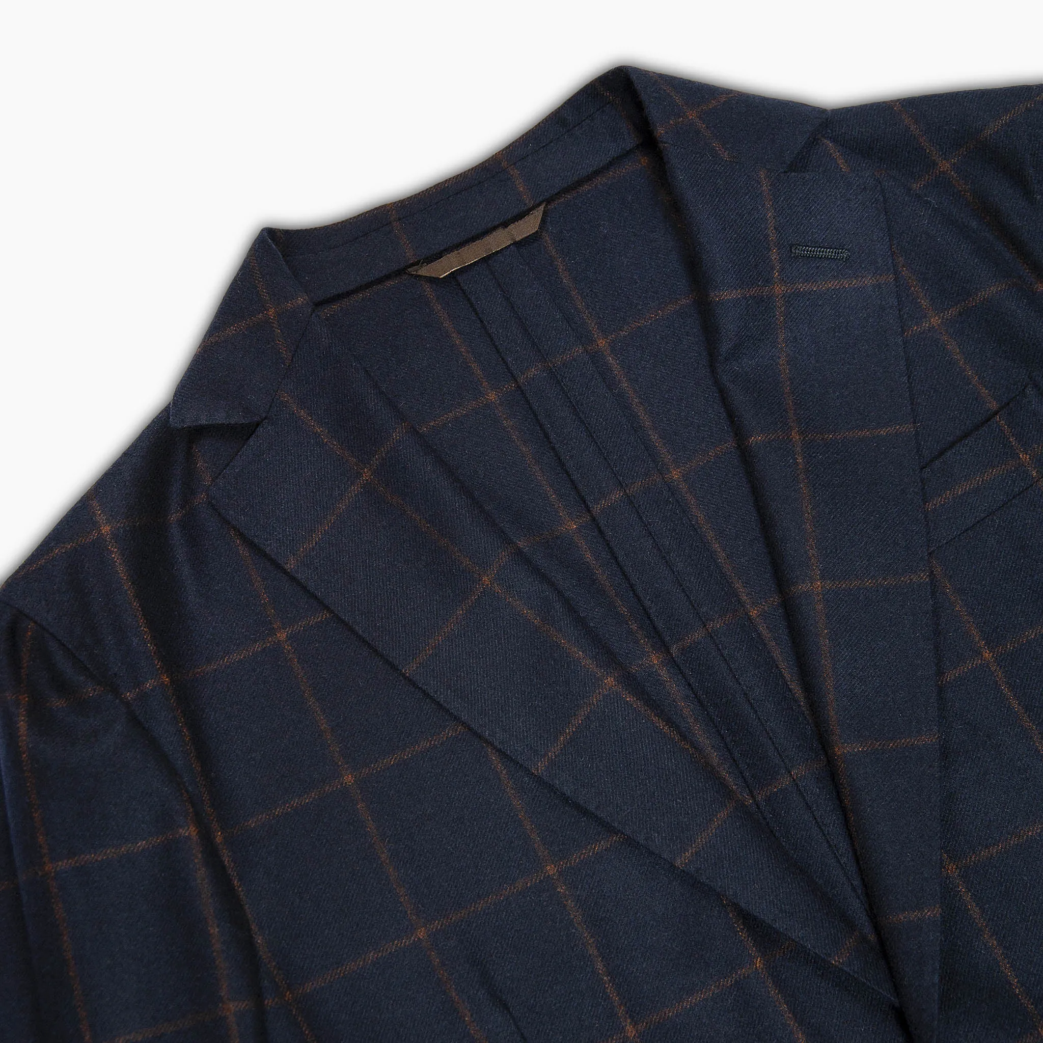 Benoit blazer flannel check 100% cashmere (Blue and Brown)