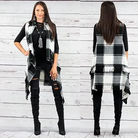 Black & white plaid VEST    One size