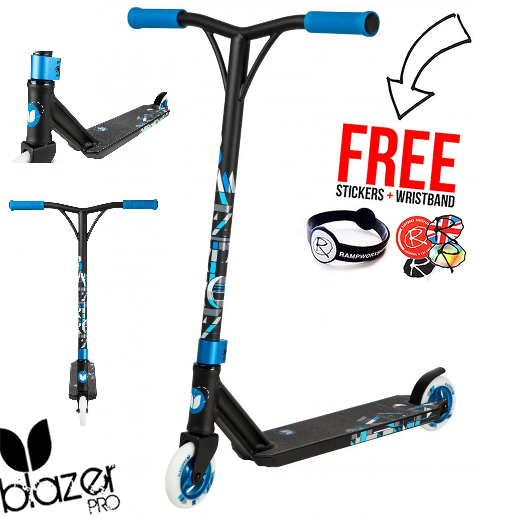 Blazer Pro Mosaic Complete Stunt Scooter, Black/Blue