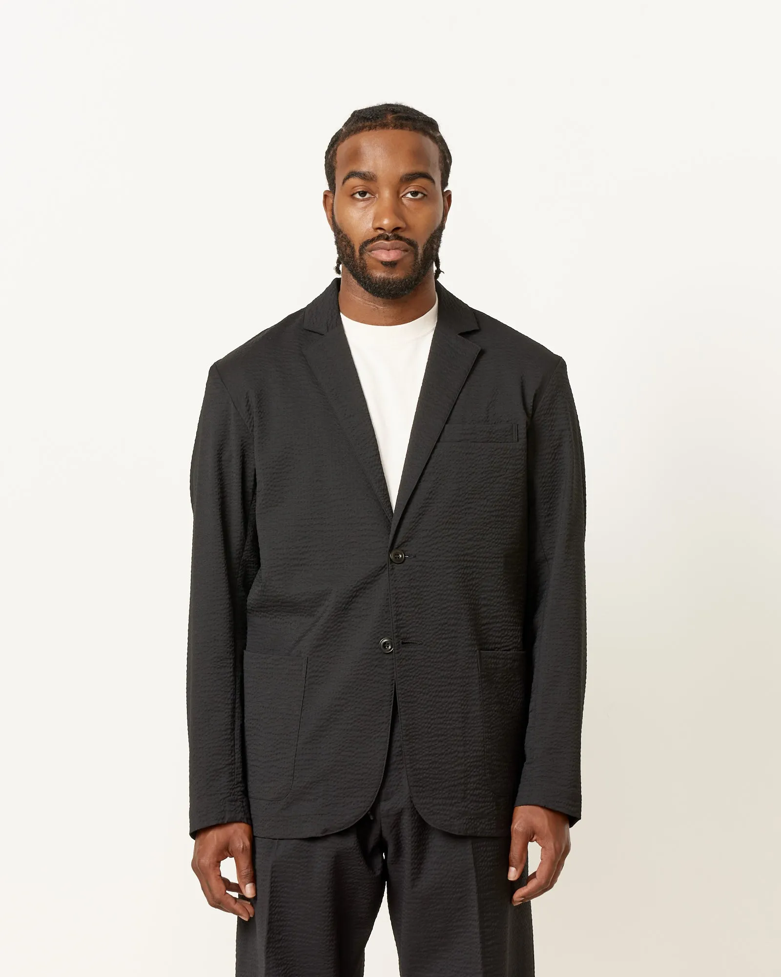 Blazer Super 120s Wool Seersucker in Black