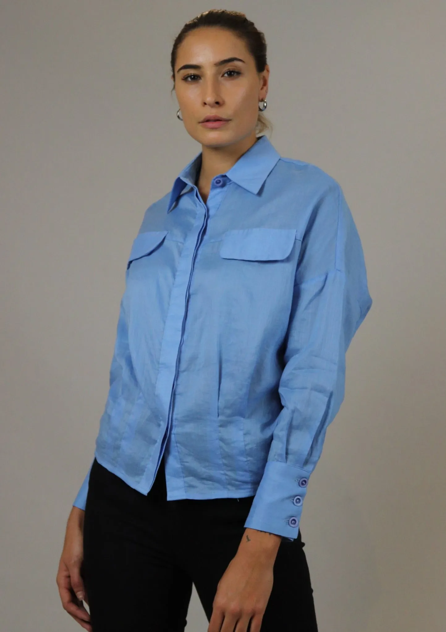 Blue Buttoned Down Top