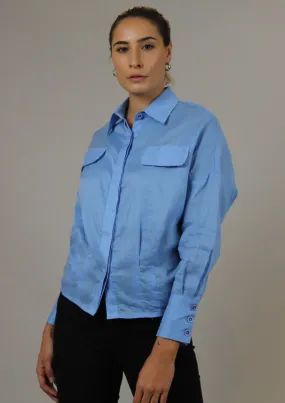 Blue Buttoned Down Top