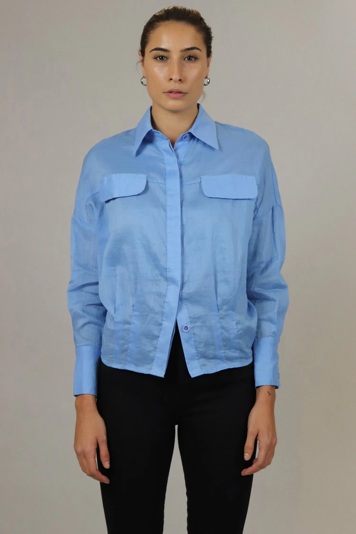 Blue Buttoned Down Top