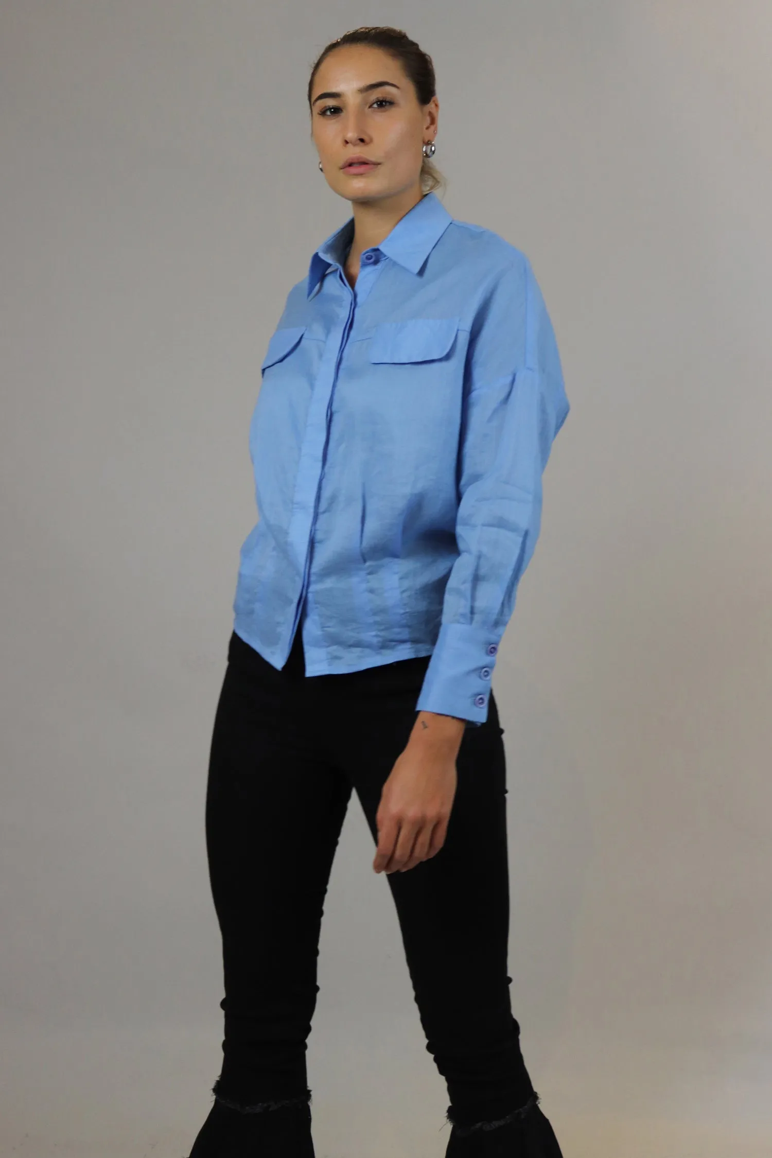 Blue Buttoned Down Top