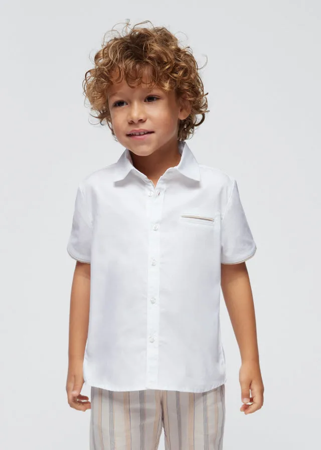 Boys Short Sleeve Button Down Shirt | White