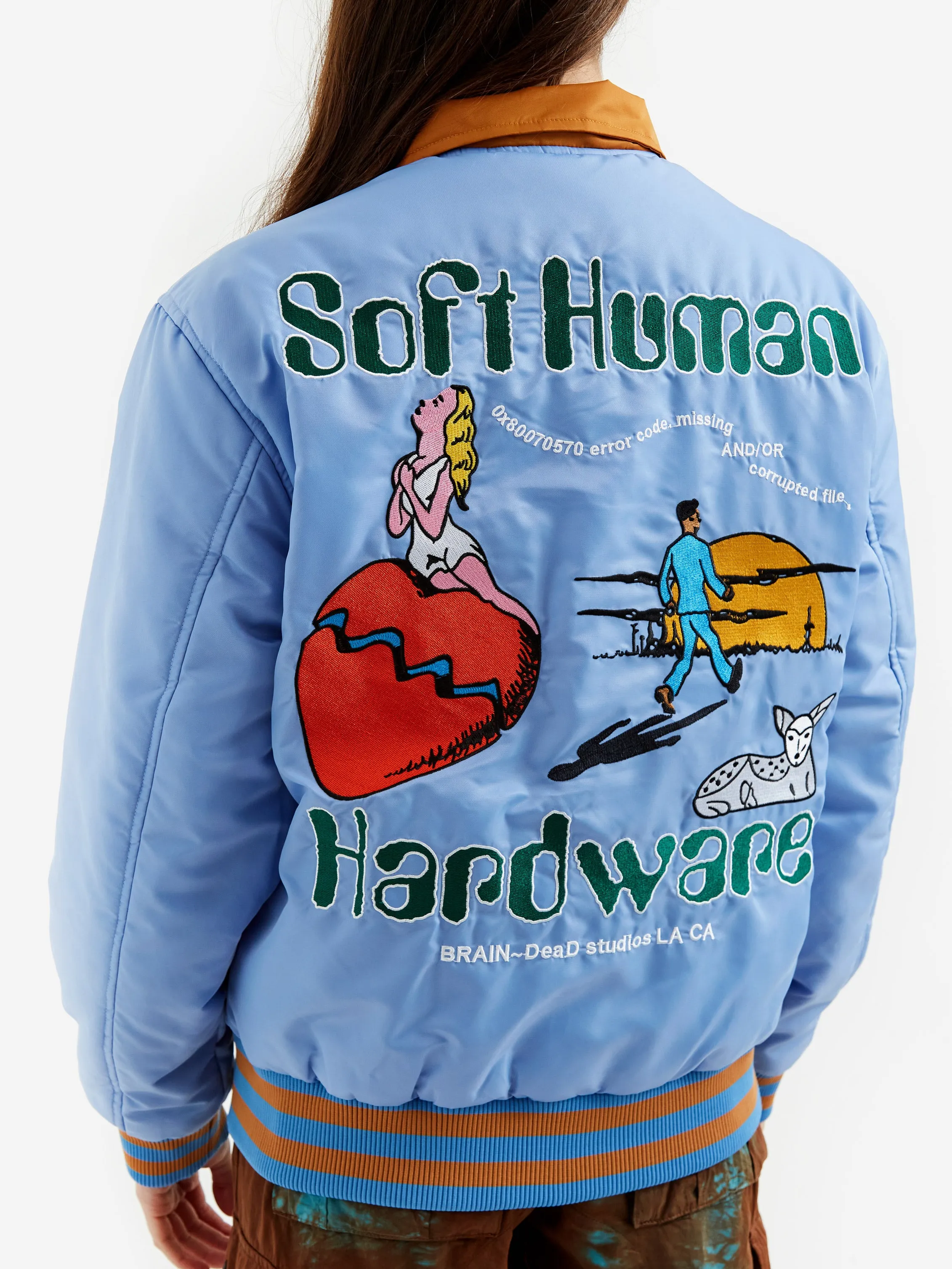 Brain Dead Human Hardware Satin Jacket - Slate Blue