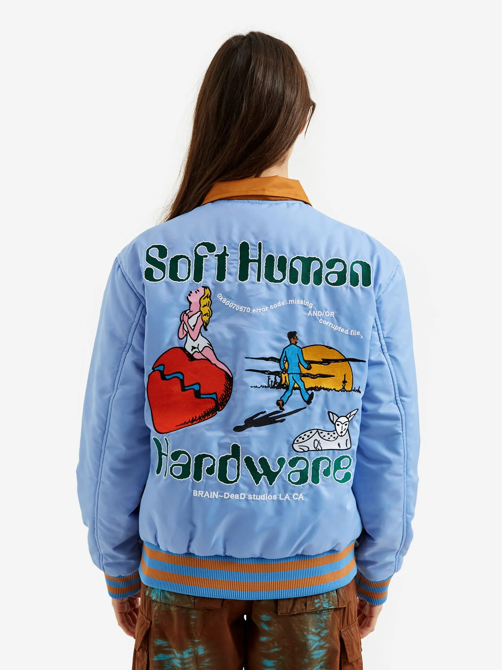 Brain Dead Human Hardware Satin Jacket - Slate Blue