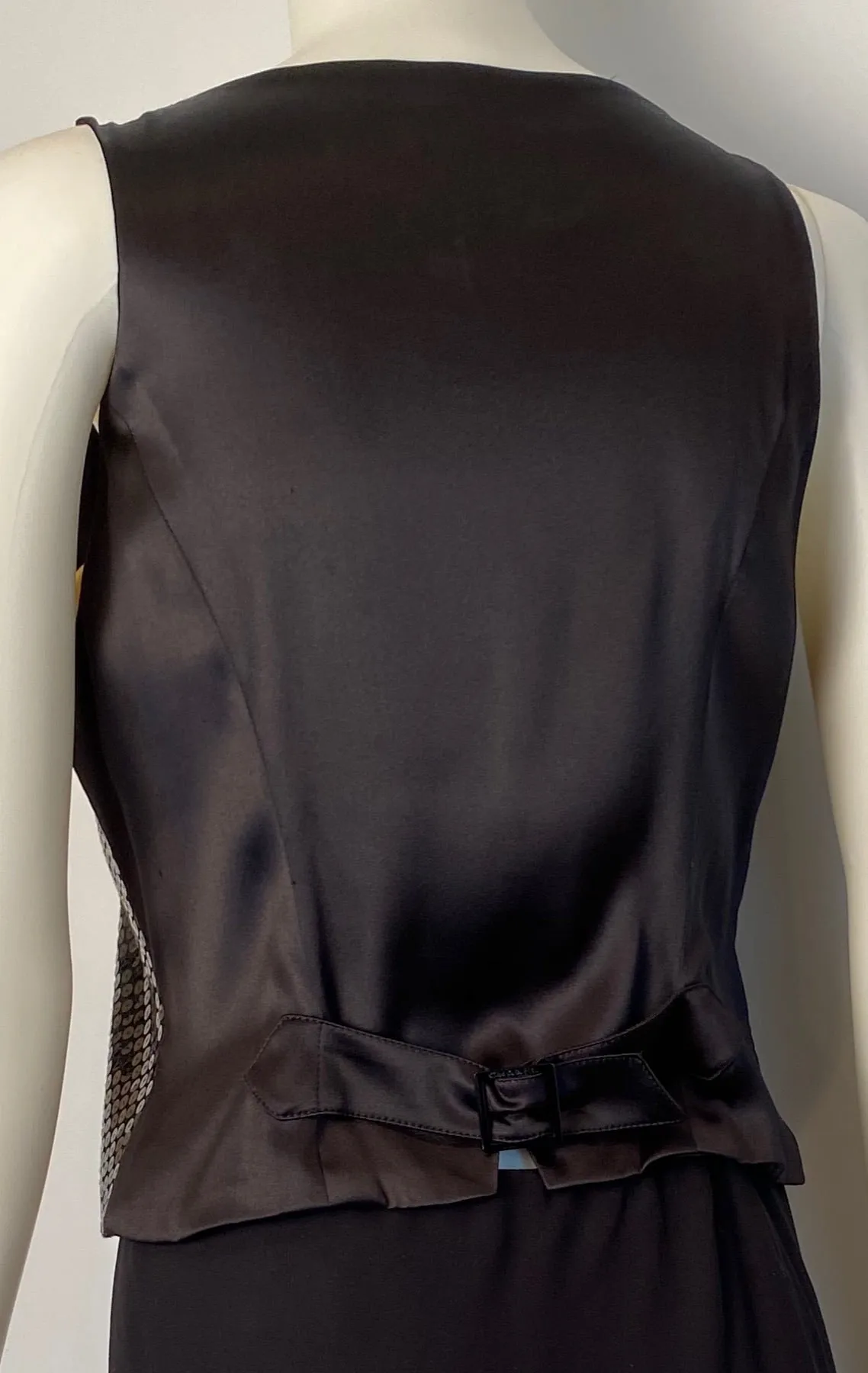 Chanel 03C 2003 Cruise Resort Silk Charmeuse Vest with black sequins FR 42