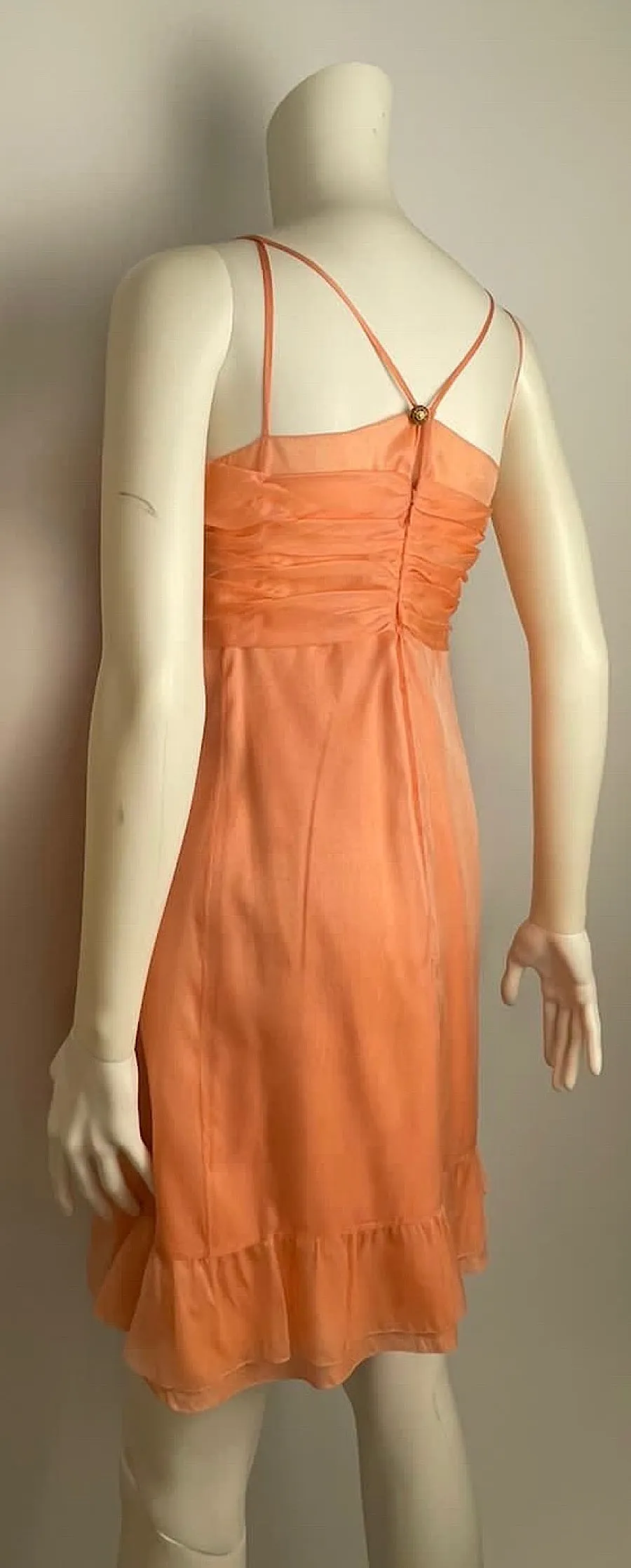 Chanel 07P 2007 Spring Peach Silk mini Dress FR 40