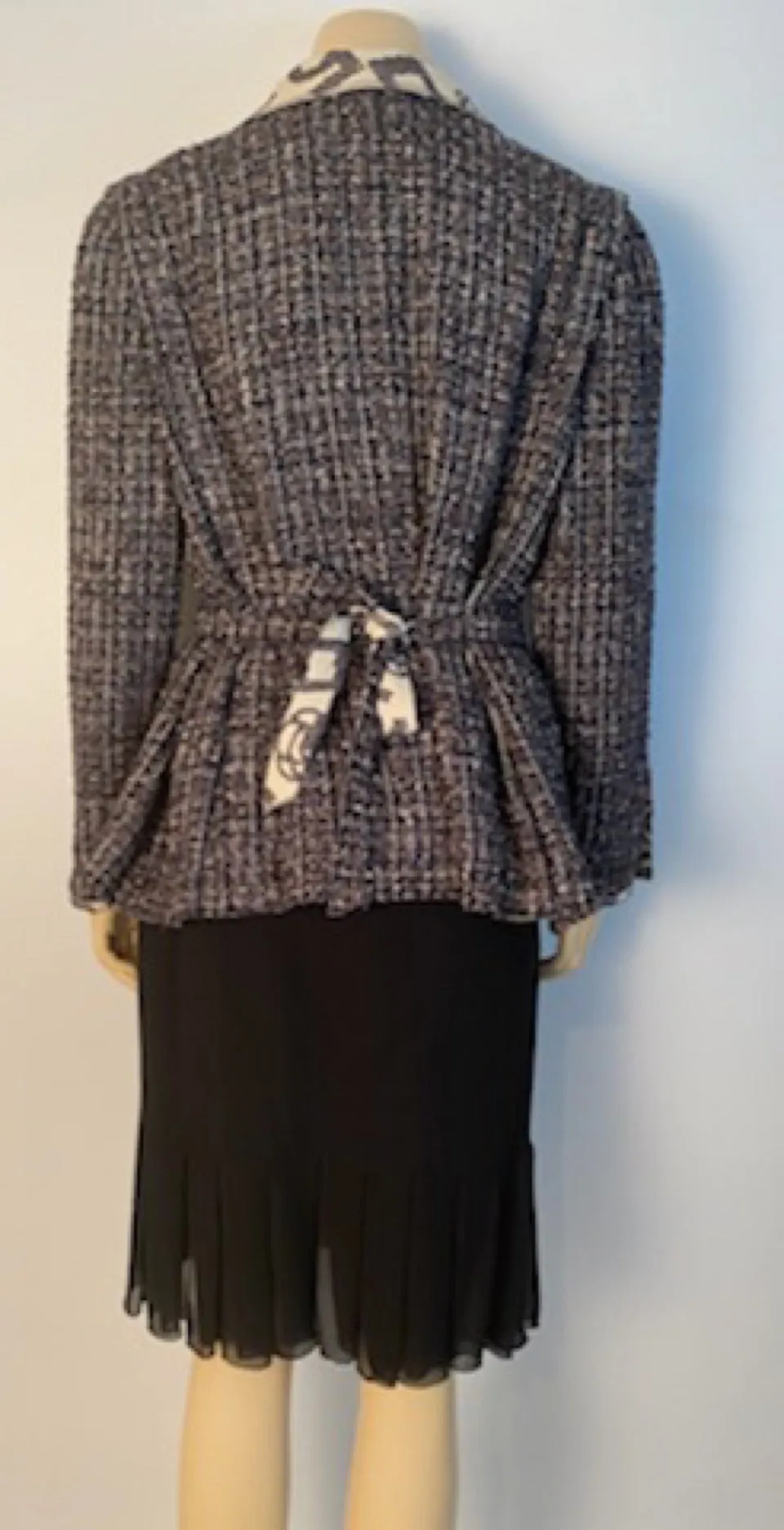 Chanel 2006 Spring, 06P Cotton tweed brown black white Blazer camellia jacket US 10/12