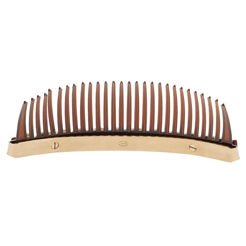 Chanel 2013 Bordeaux Burgundy Leather Hair Decorative  Accessory Comb Barrette Gold CC Logos