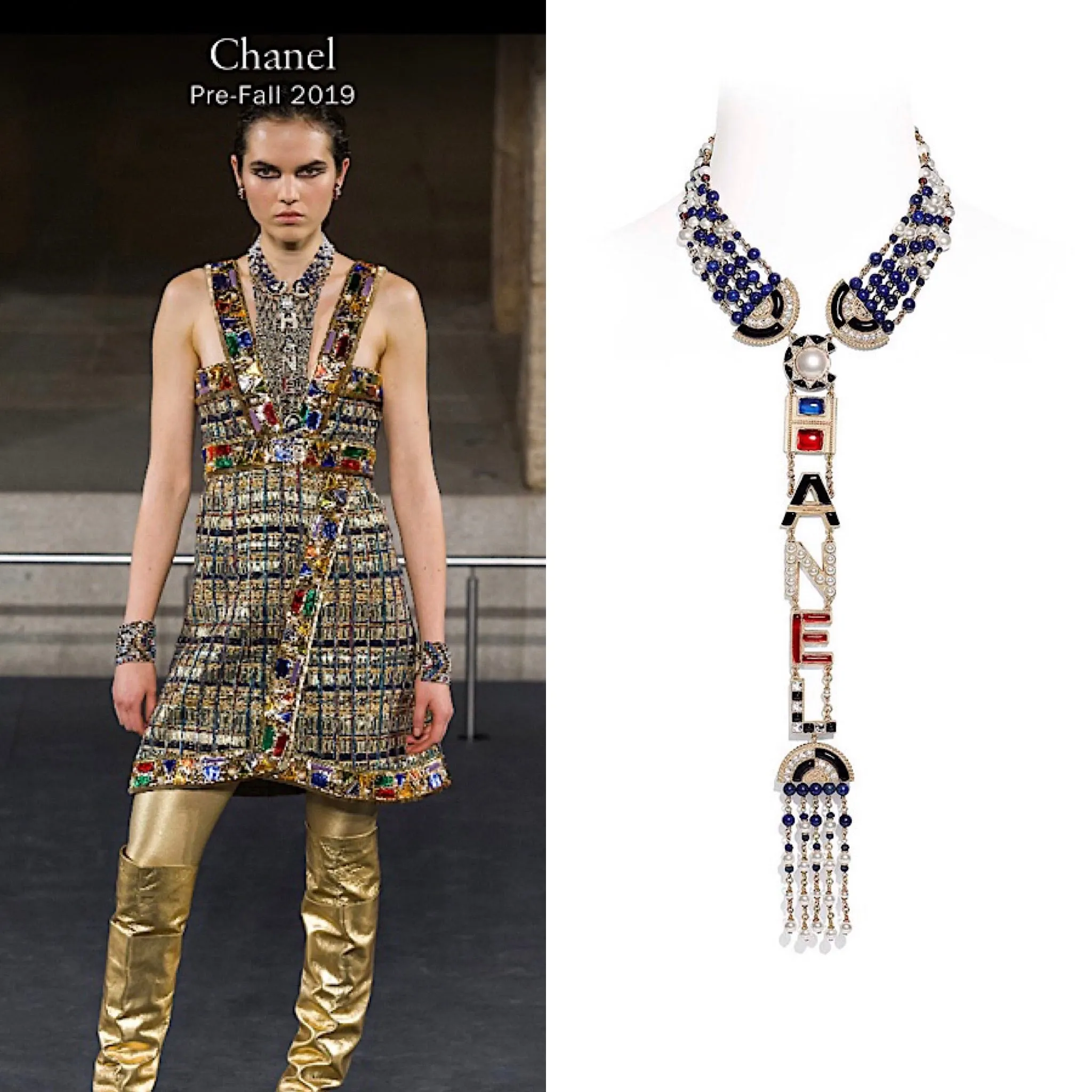 Chanel 2019, 19A Logomania Collection Letters Multicolor Necklace