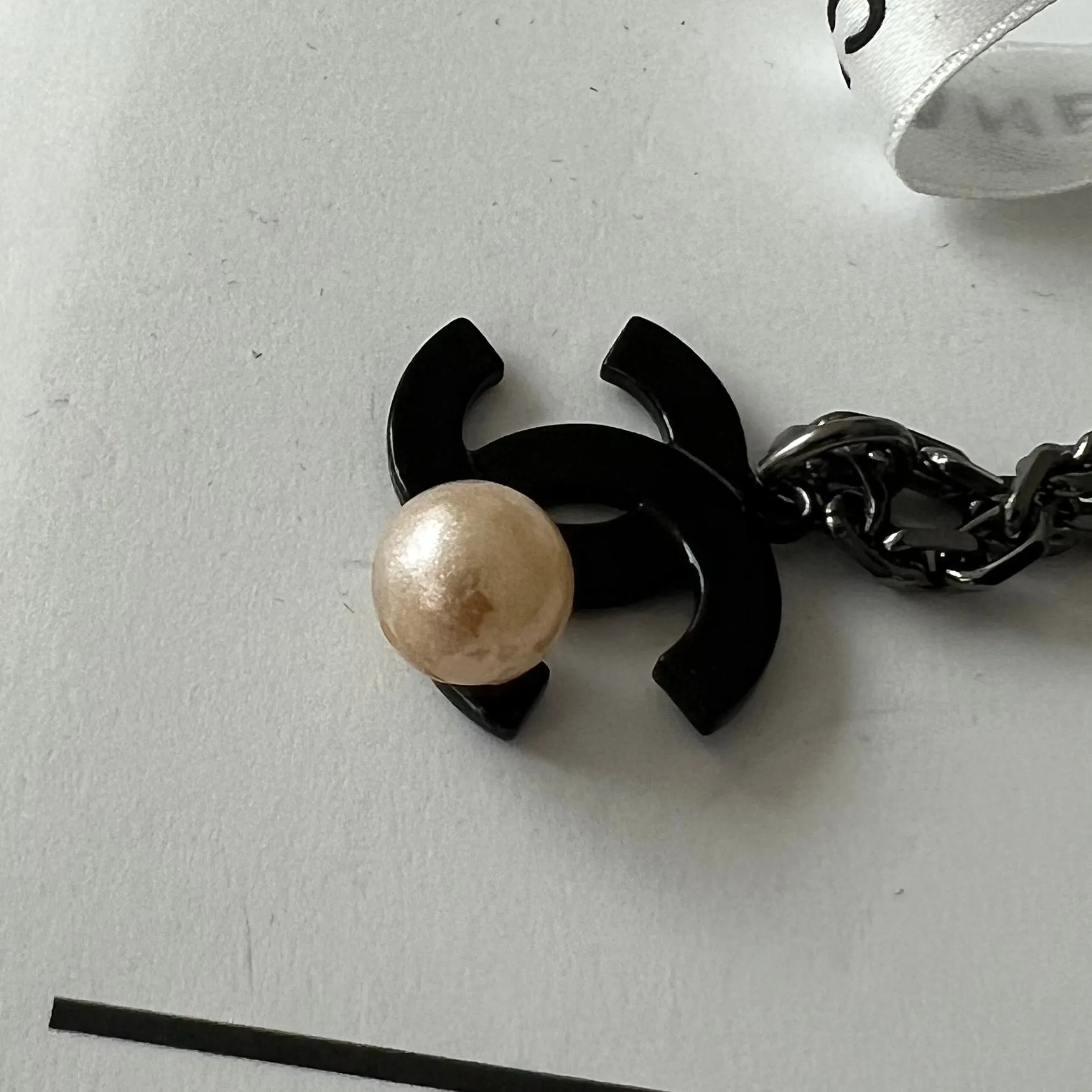 Chanel CC Faux Pearl Black and White Necklace