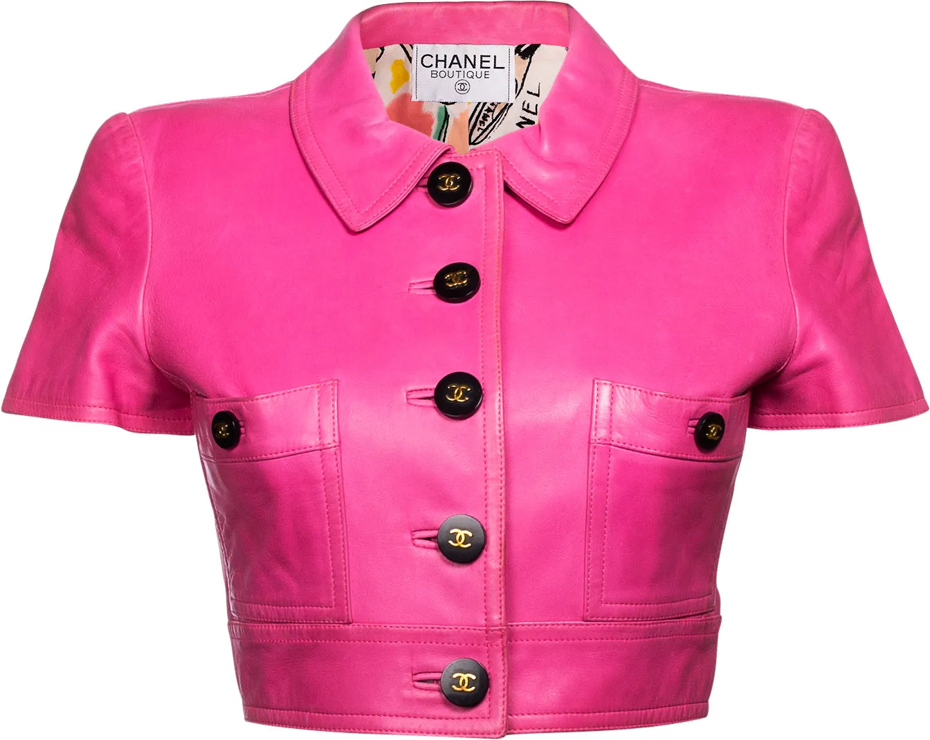 Chanel Mini Pink Cropped Leather Jacket