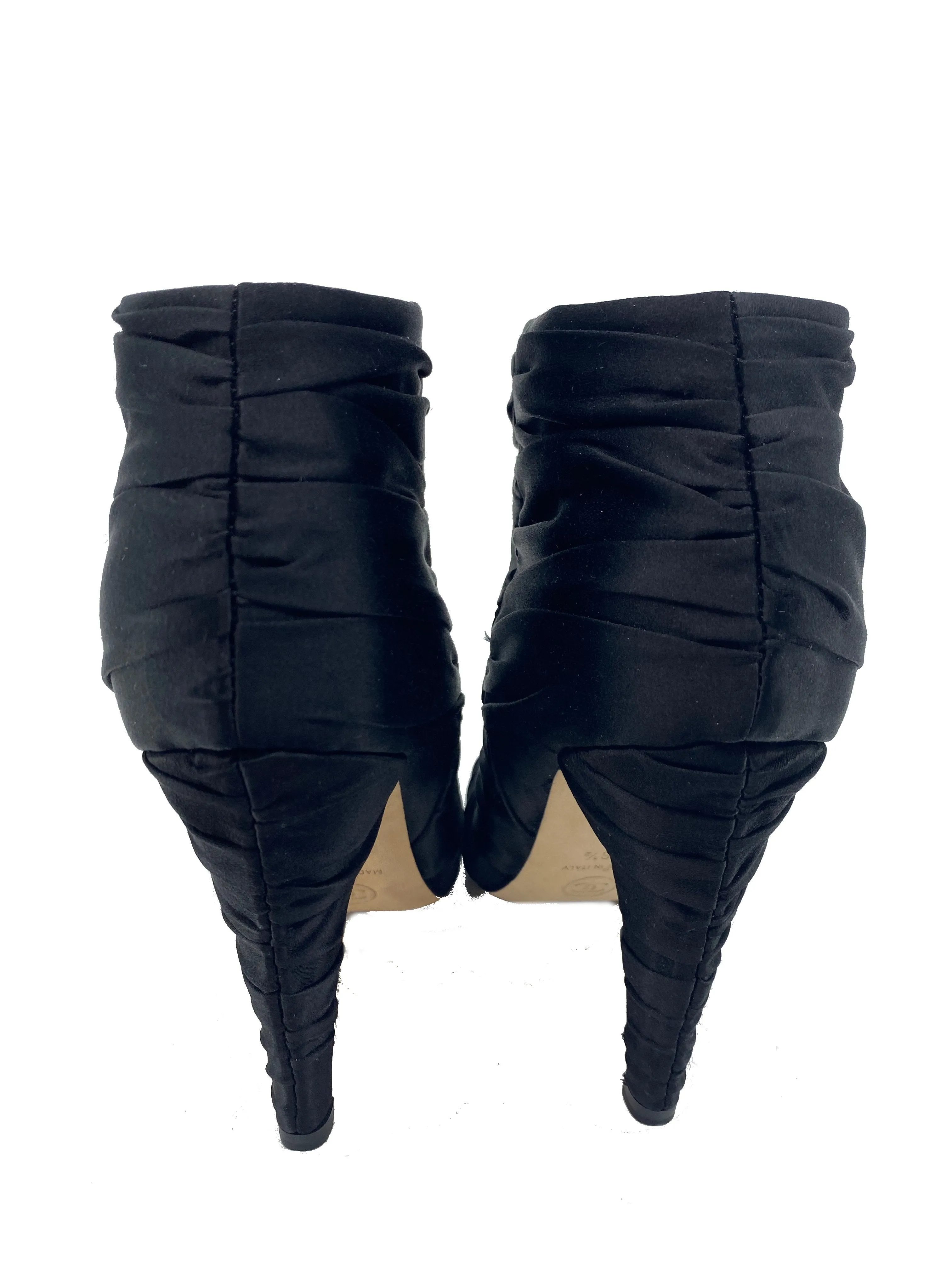 Chanel Ruched Satin CC Booties Size 6.5