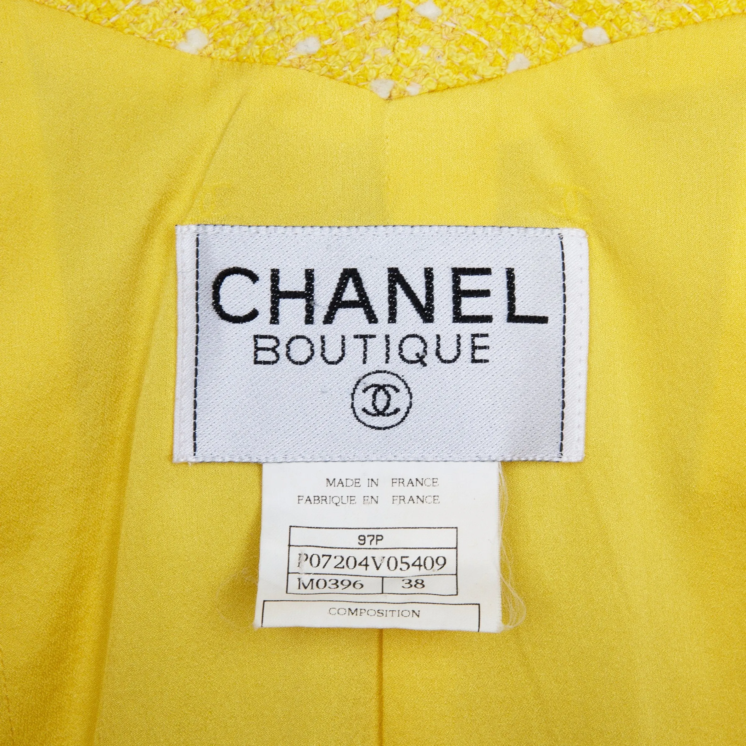 Chanel Spring 1997 Runway Tweed Cropped Yellow Blazer