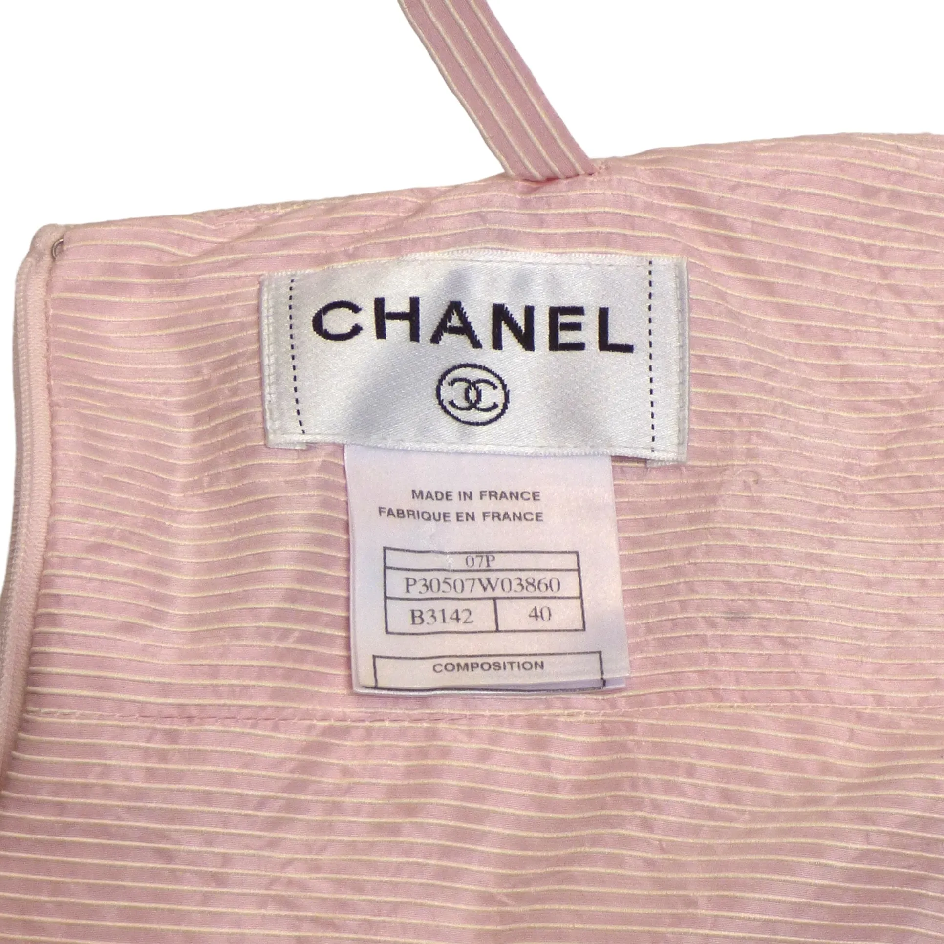 CHANEL- 2007 Pink Tweed Ruffle Dress, Size 10