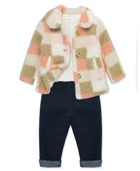 Check 3-Piece Sherpa Jacket Set (12M-24M)