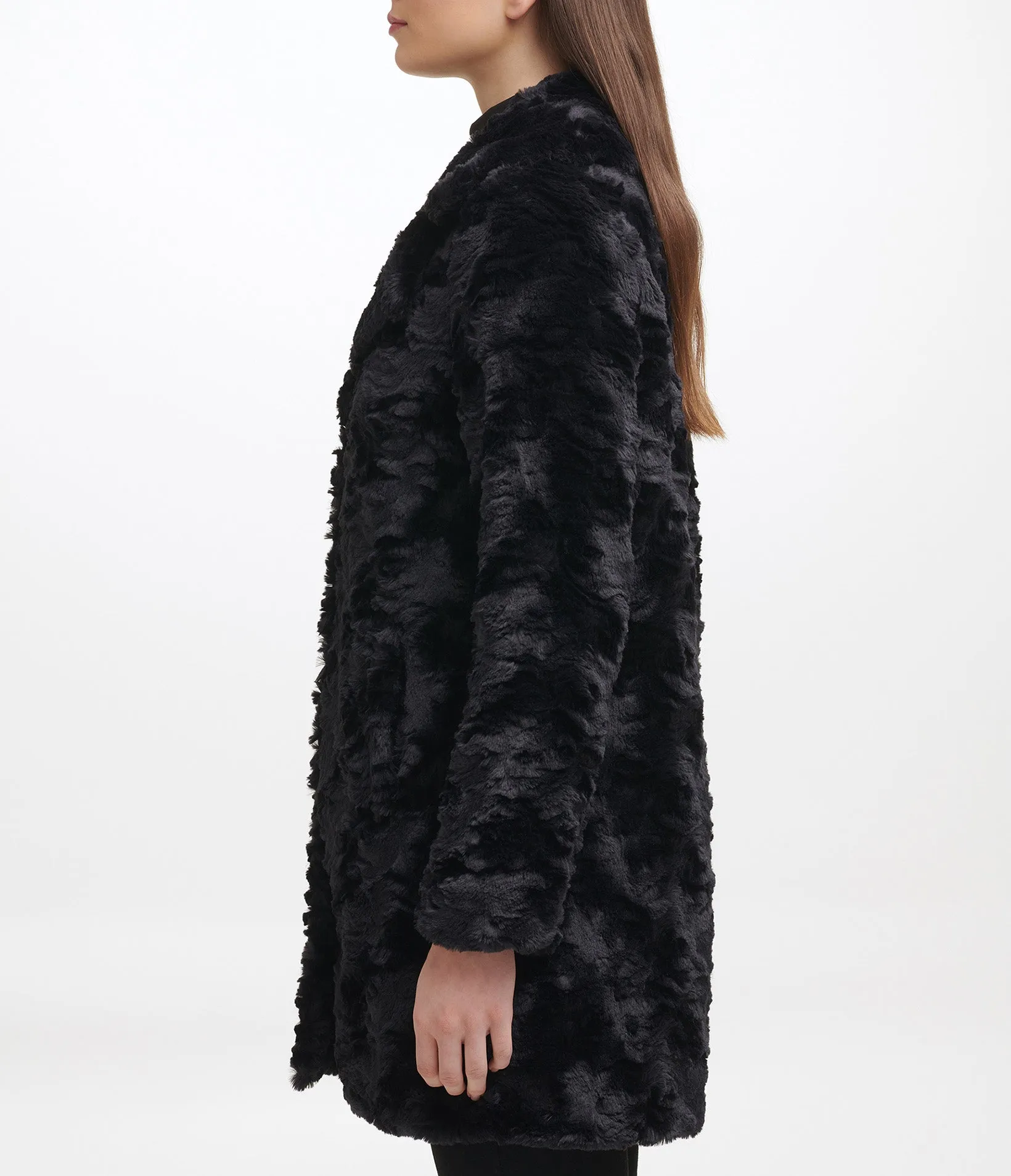 Classic Textured Faux Fur Coat