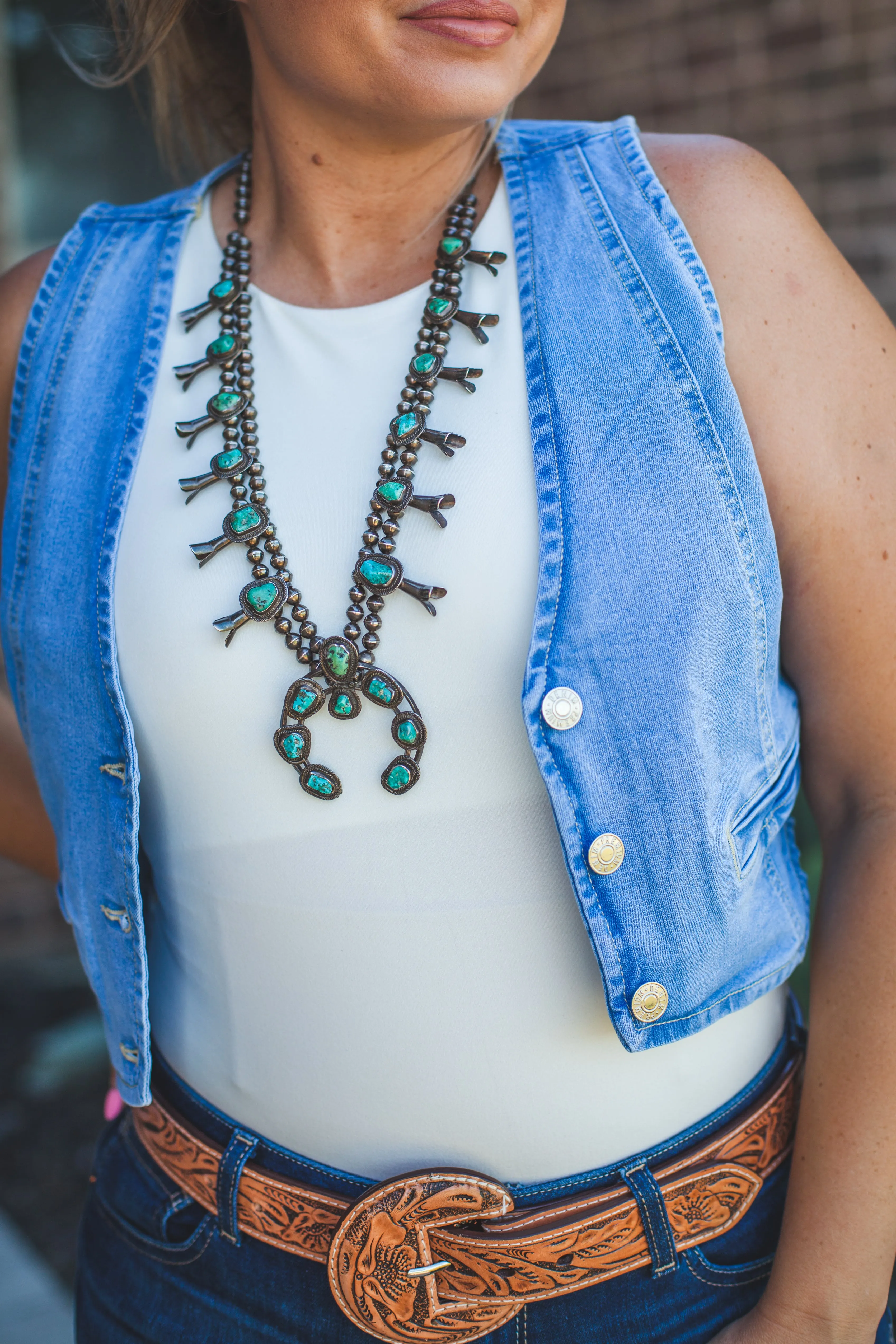 Cropped Denim Vest