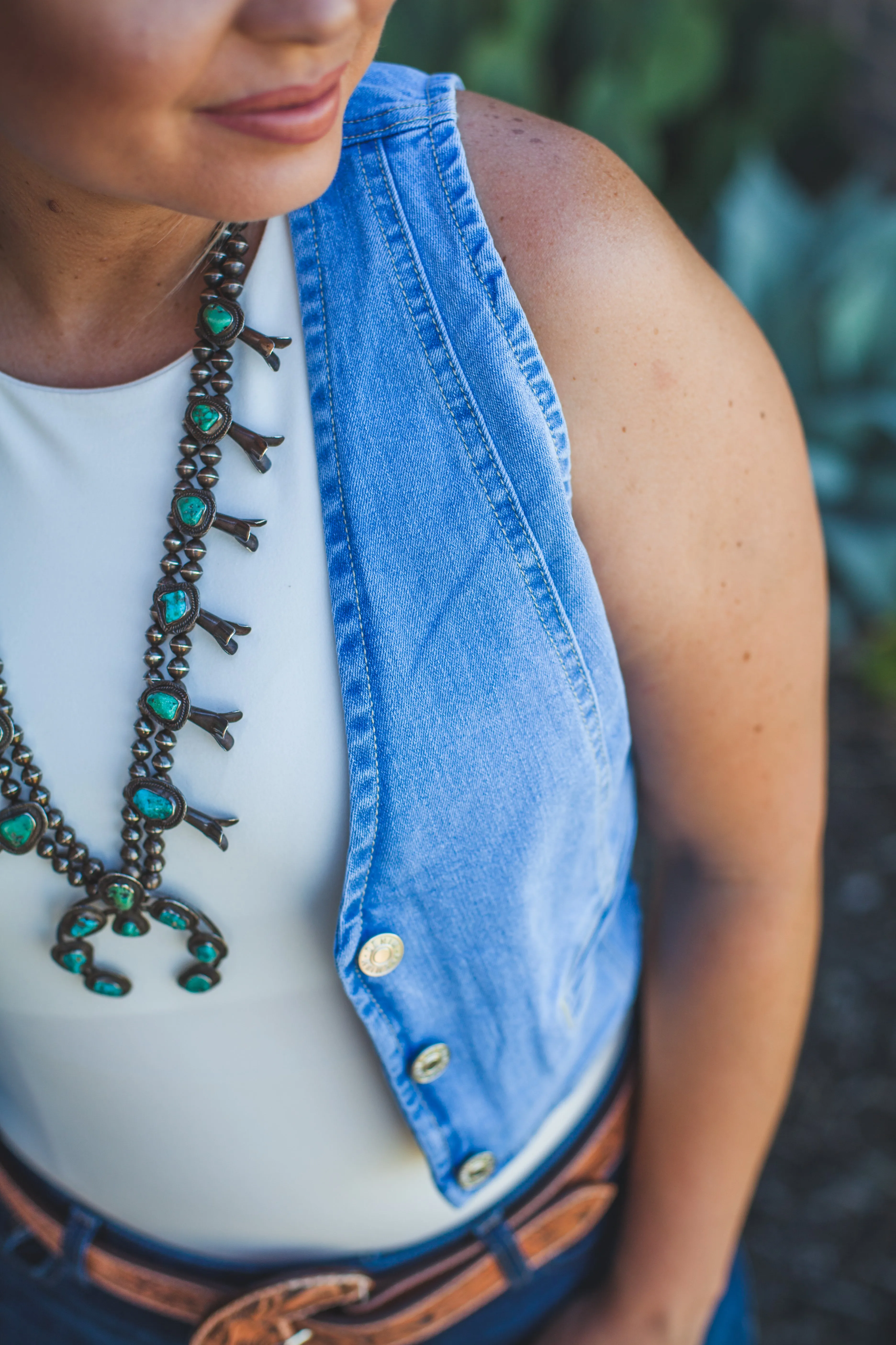 Cropped Denim Vest