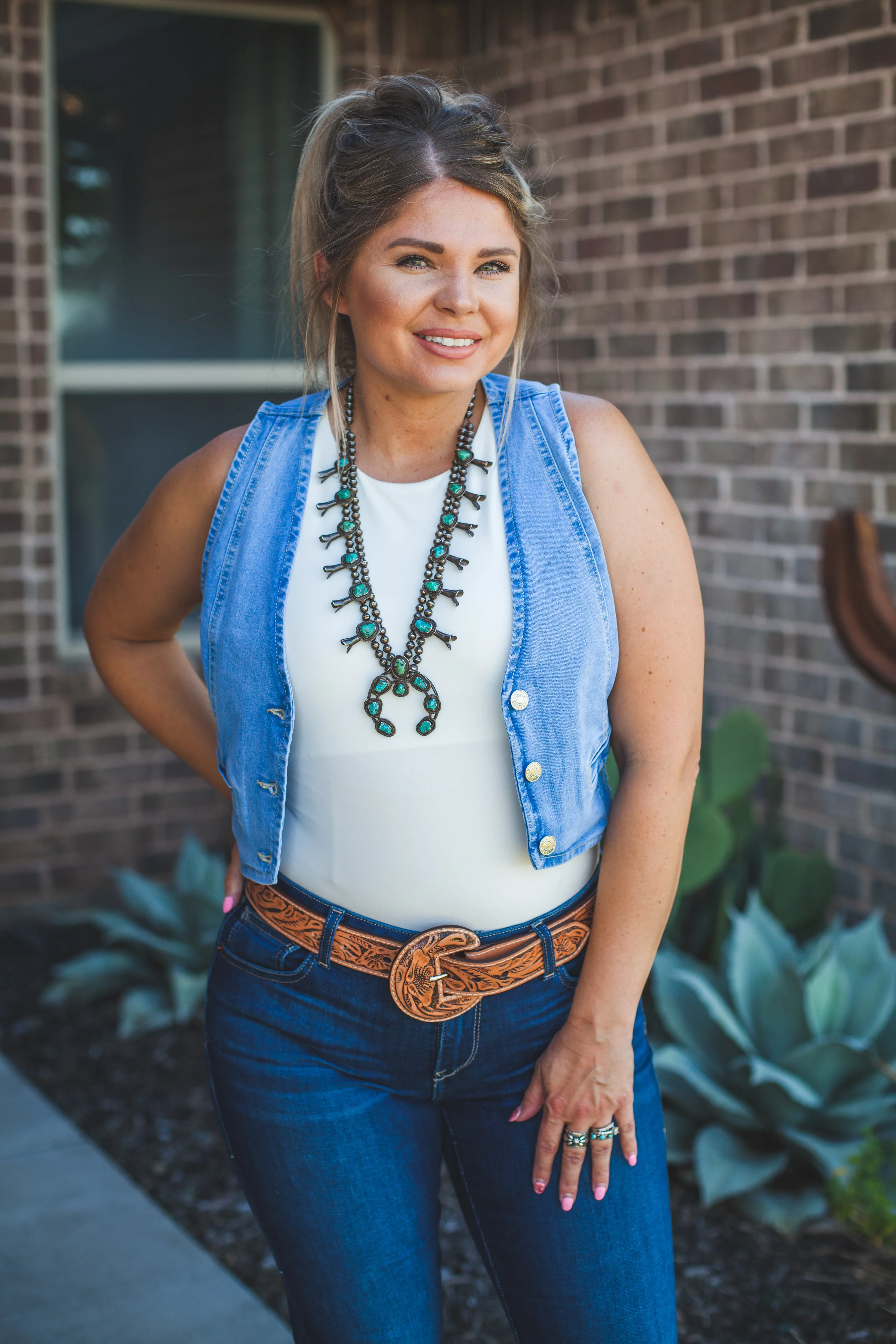 Cropped Denim Vest