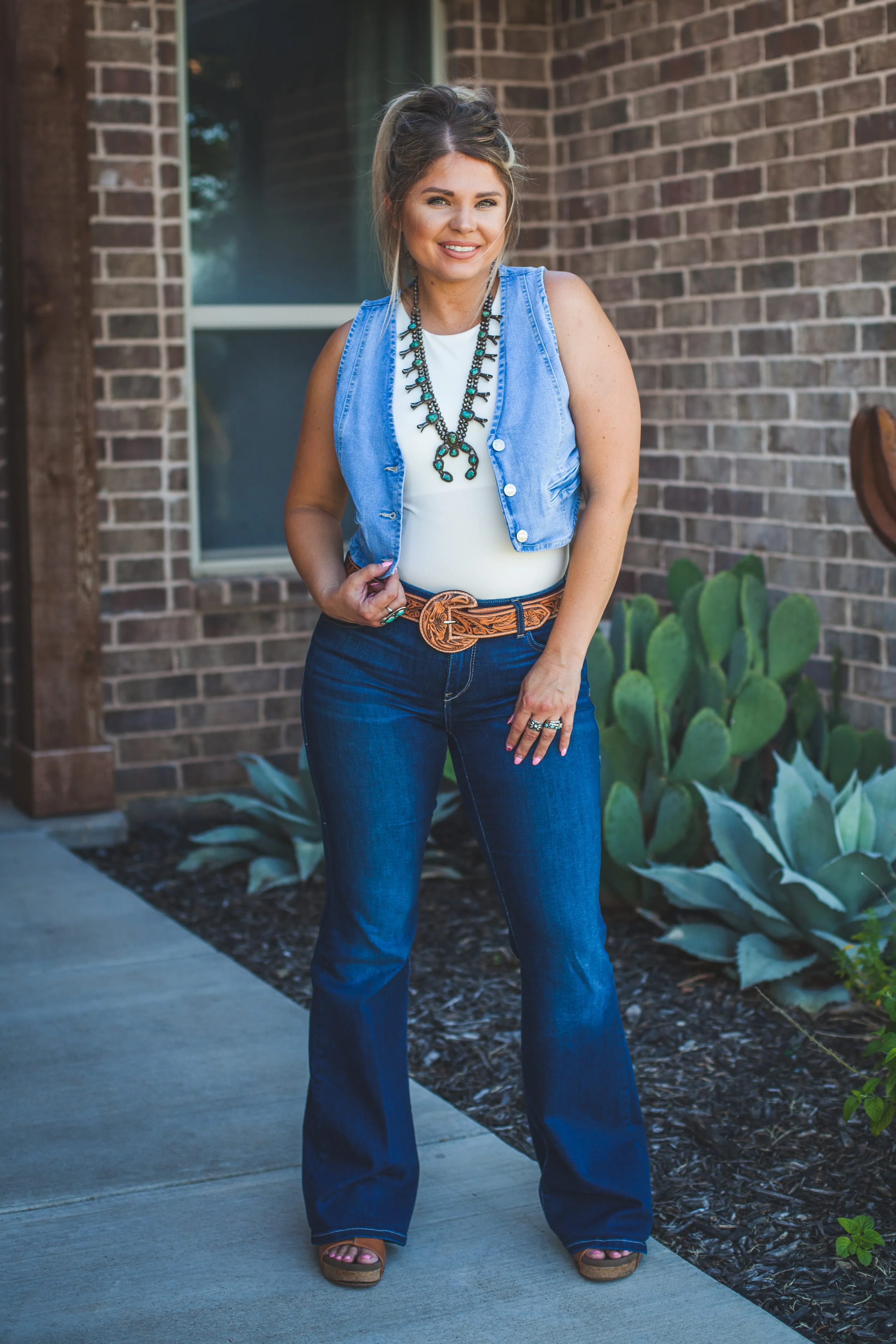 Cropped Denim Vest