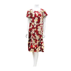 Cute Plumeria Flower Mid-Length Red Muumuu