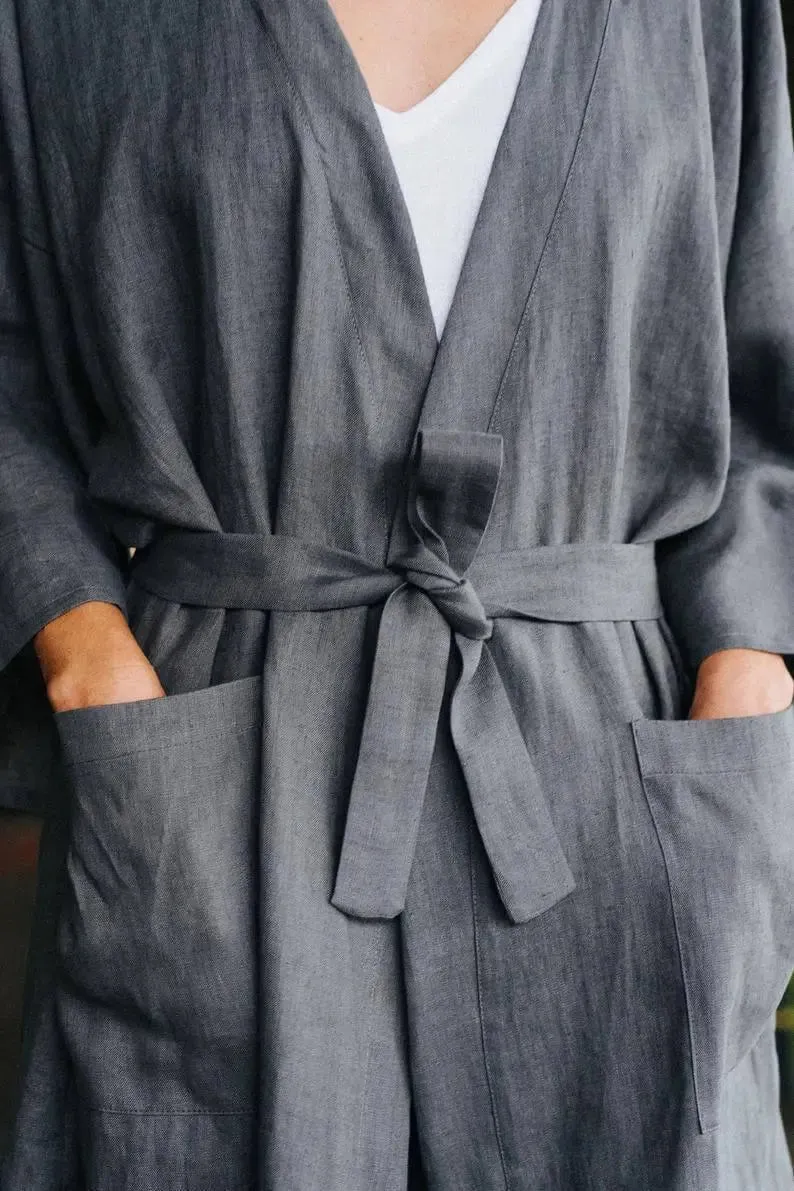 Doha Grey Kimono linen jacket