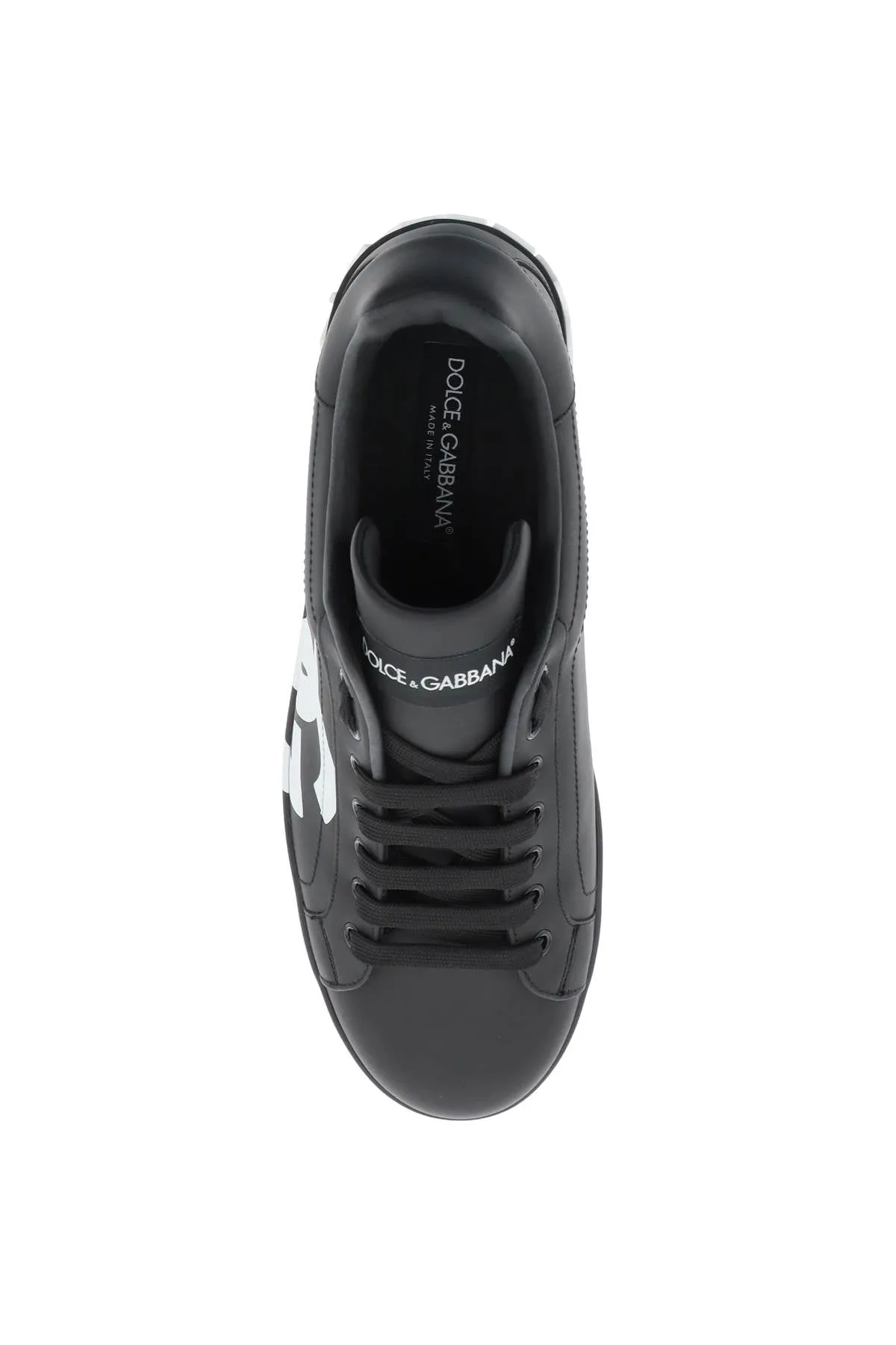 Dolce & Gabbana Leather Portofino Sneakers With Dg Logo