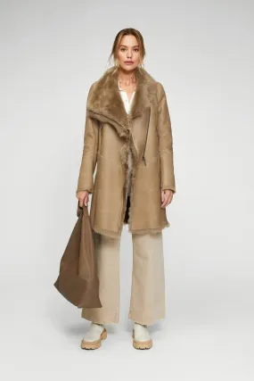 Elena - Sand Shearling Coat