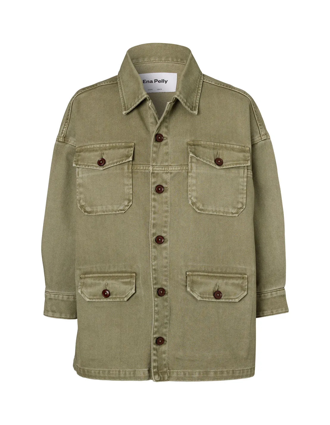 Elyse Army Shacket - Smoke Green Wash