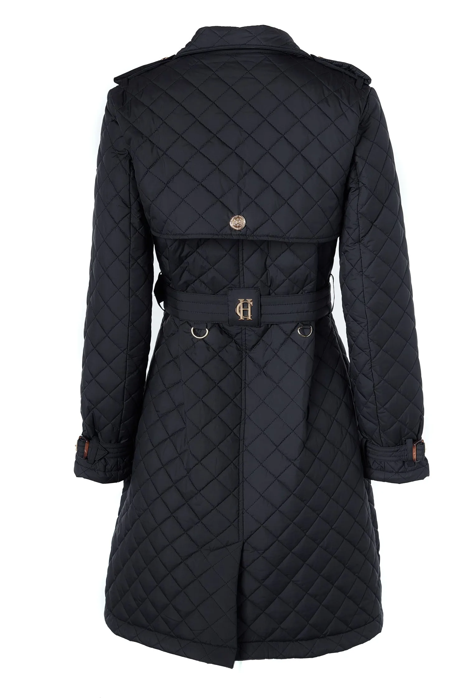 Enstone Quilted Trench Coat (Black Gold)