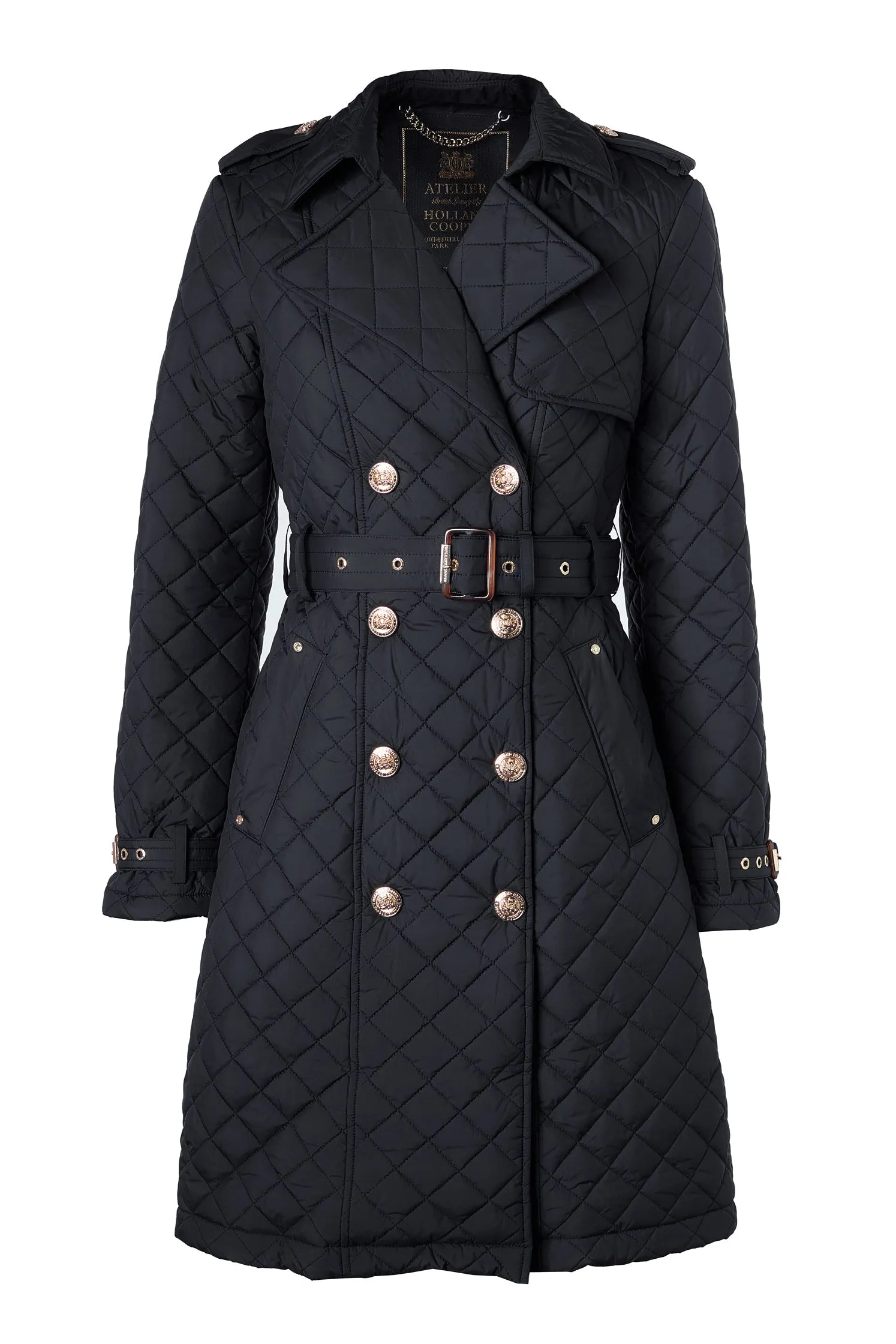 Enstone Quilted Trench Coat (Black Gold)