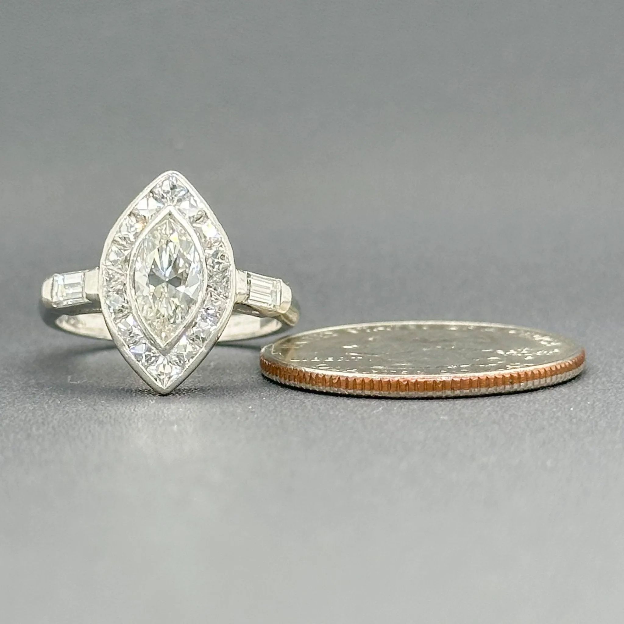 Estate Platinum 1.67ctw G-I/VS1-SI2 Diamond Cocktail Ring