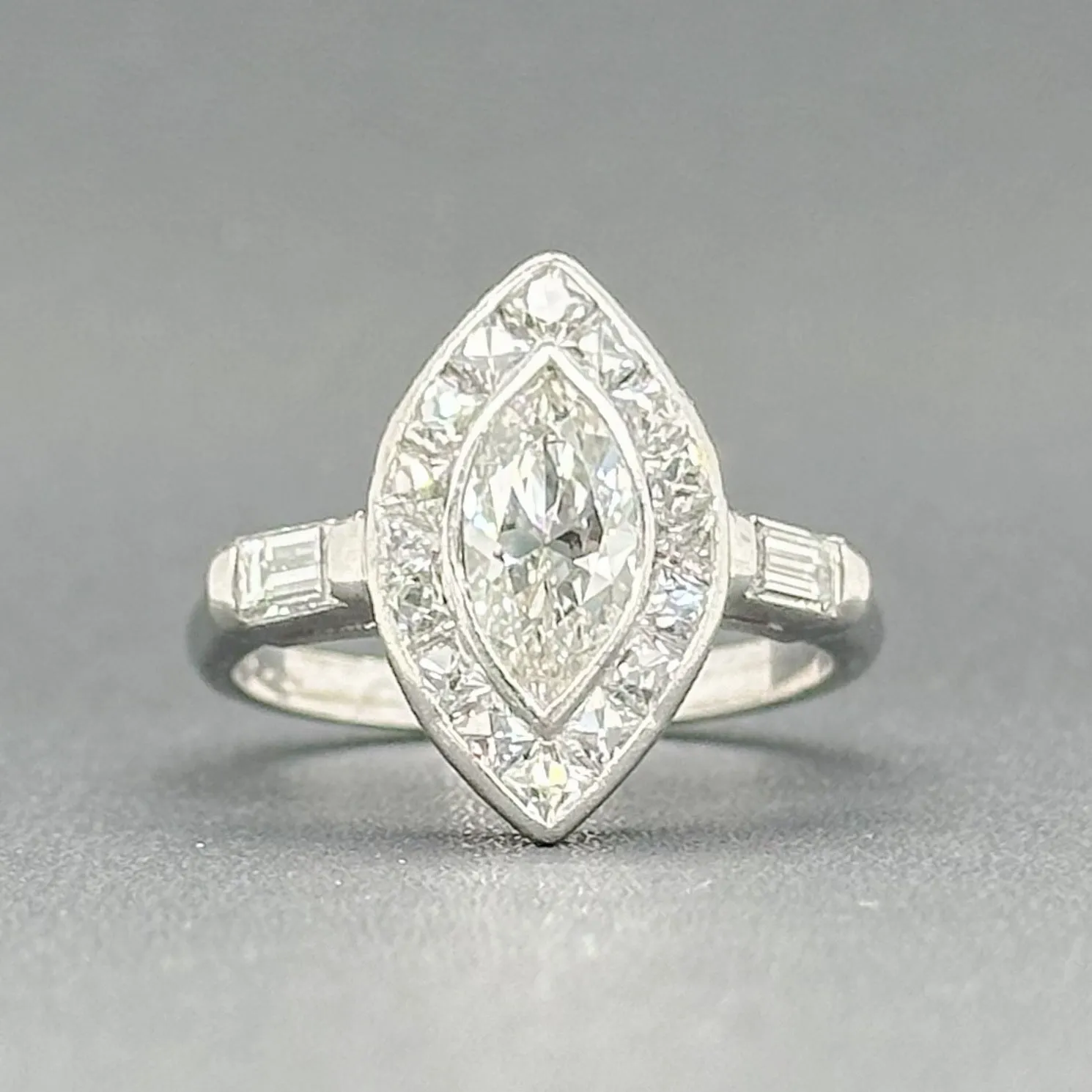 Estate Platinum 1.67ctw G-I/VS1-SI2 Diamond Cocktail Ring